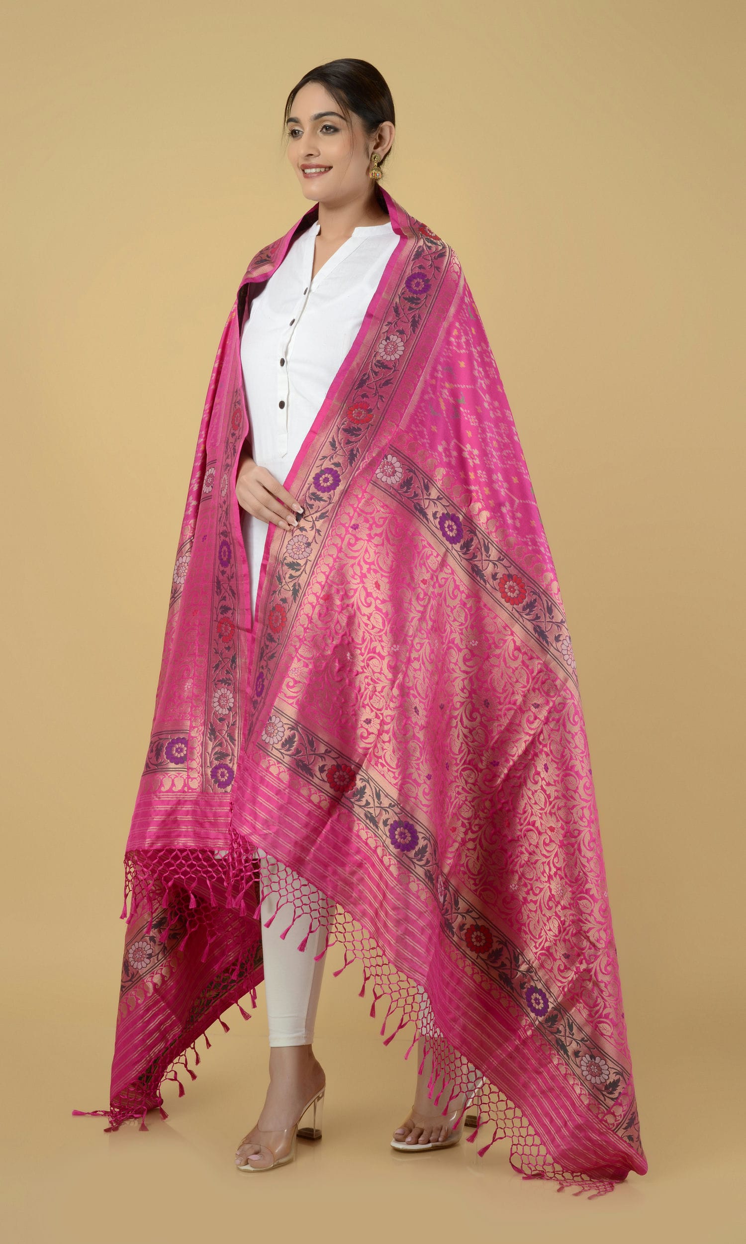 Banarasi Single Ikat Patola Dupatta Nau Ratan