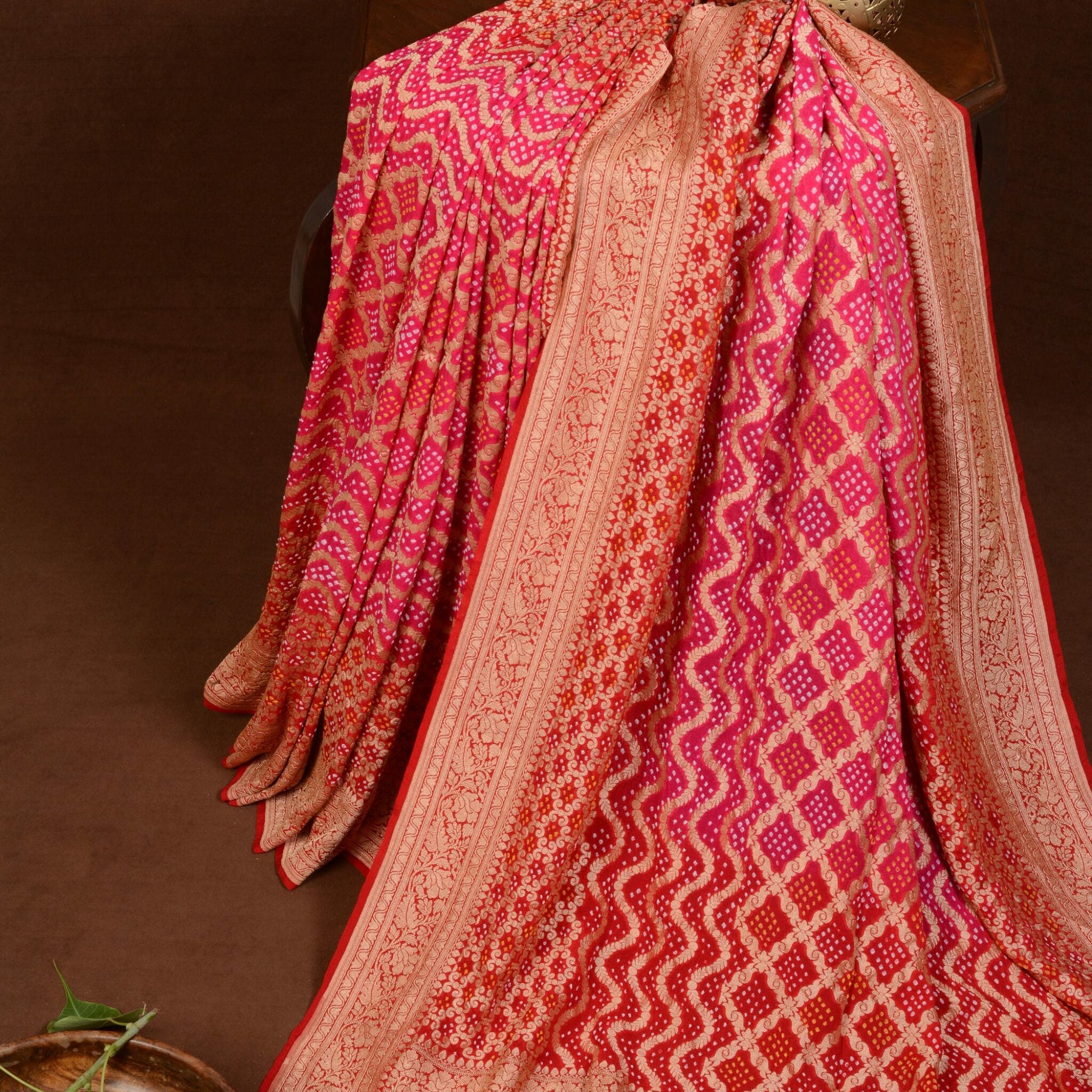 Banarasi Jaal Bandhani Saree