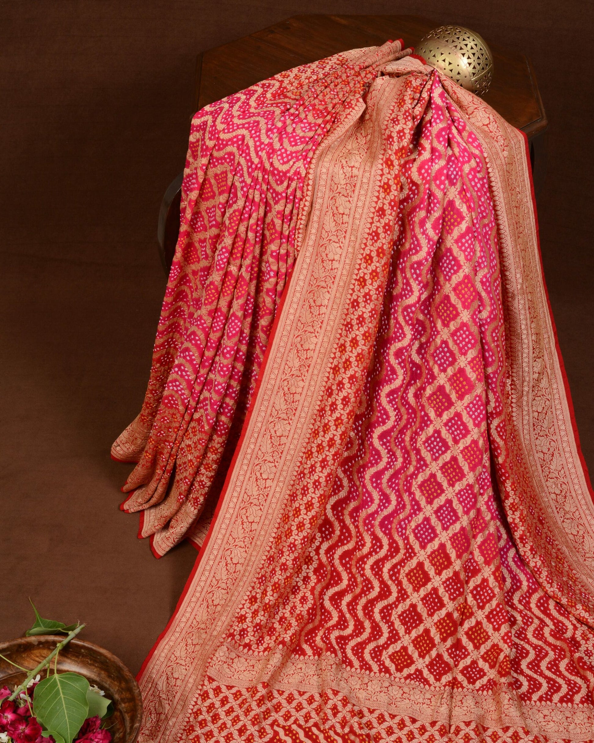 Banarasi Jaal Bandhani Saree
