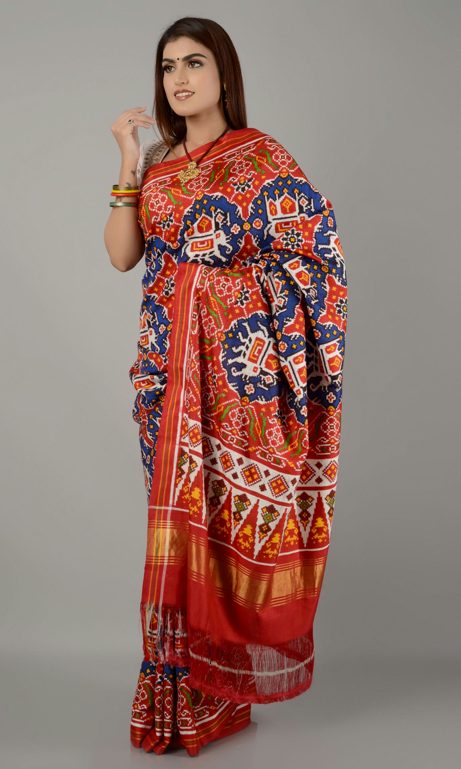 Double Ikat Patola Saree Chhabdi Hathi