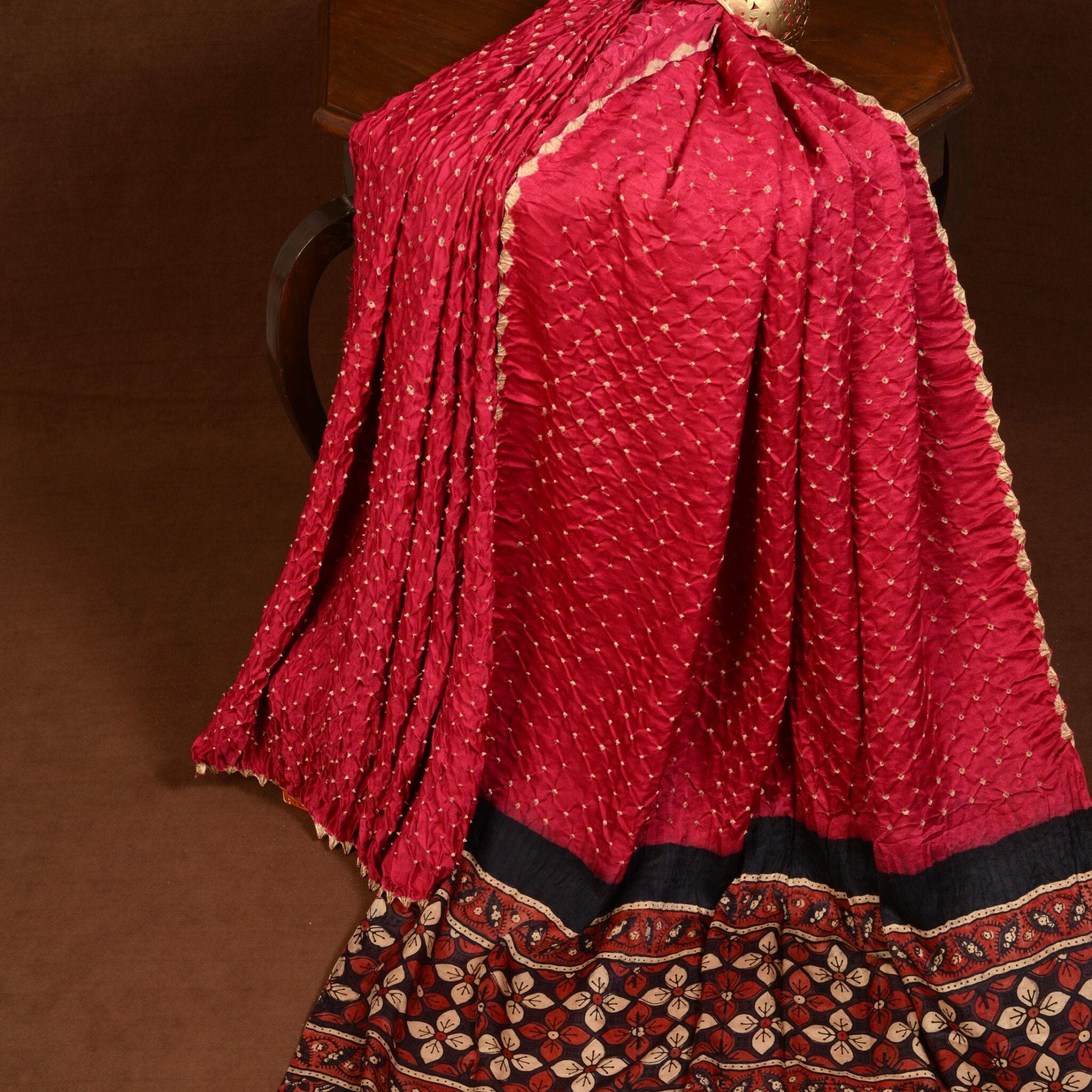 Ajrakh Bandhani Saree
