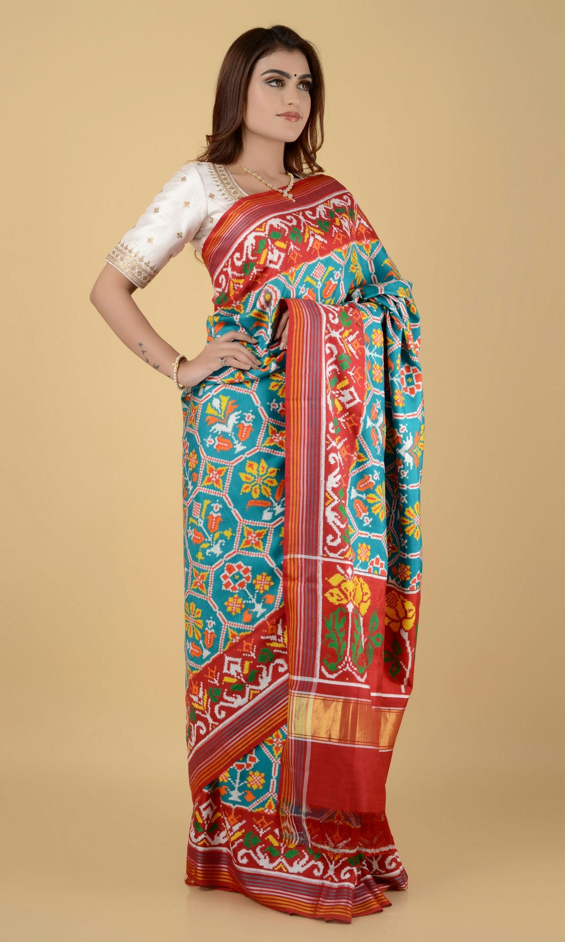Double Ikat Patola Saree 7 Flower