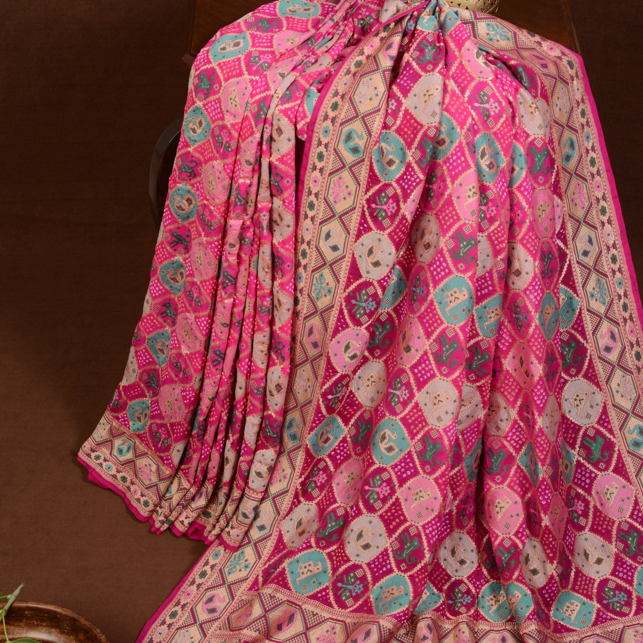 Banarasi Patola Weave Bandhani Saree Navdip Tundiya