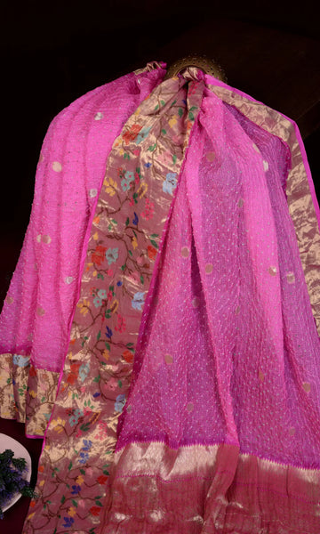 Kota Doriya Banarasi Weave Bandhani Saree