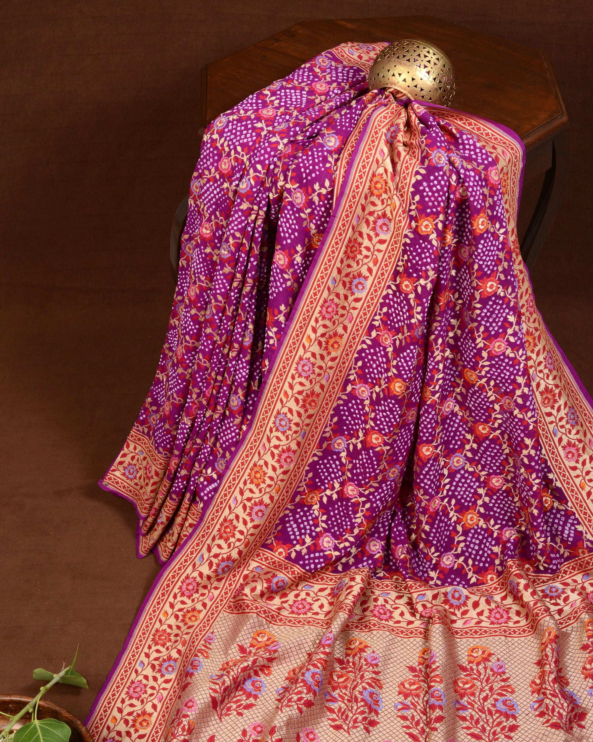 Banarasi Paithani Jaal Weave Bandhani Saree