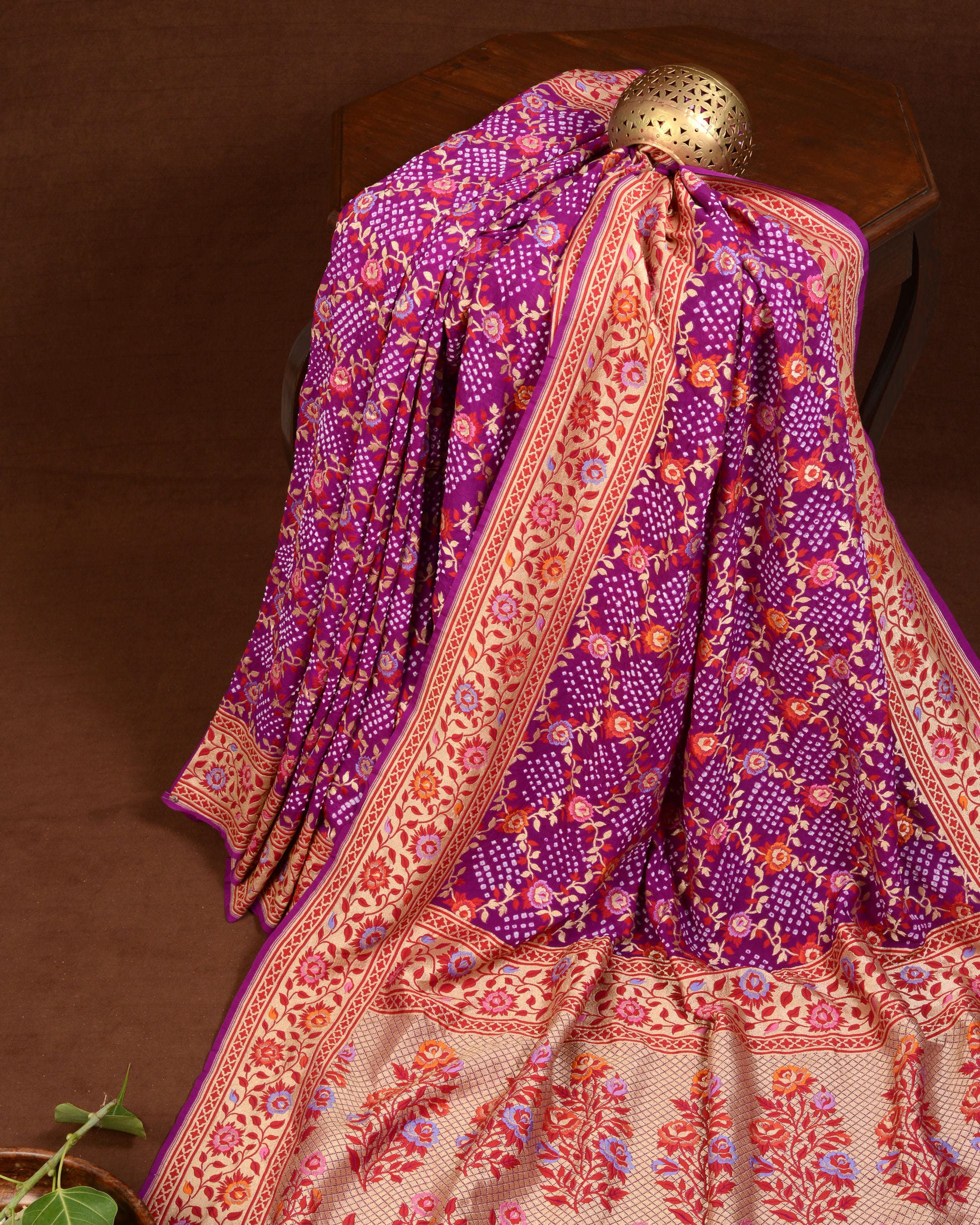 Banarasi Paithani Jaal Weave Bandhani Saree