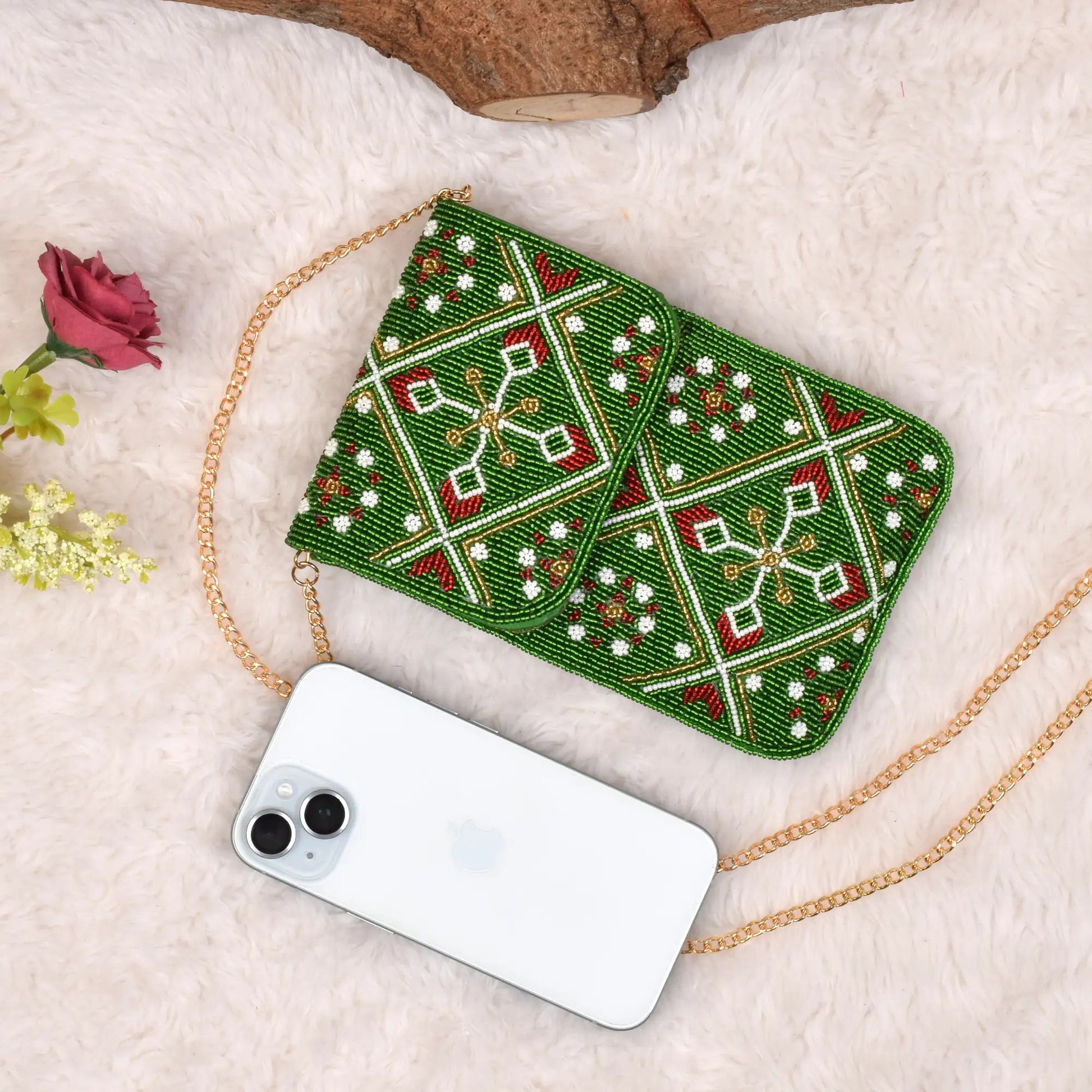 Mobile Cover Pearl Patola Beaded