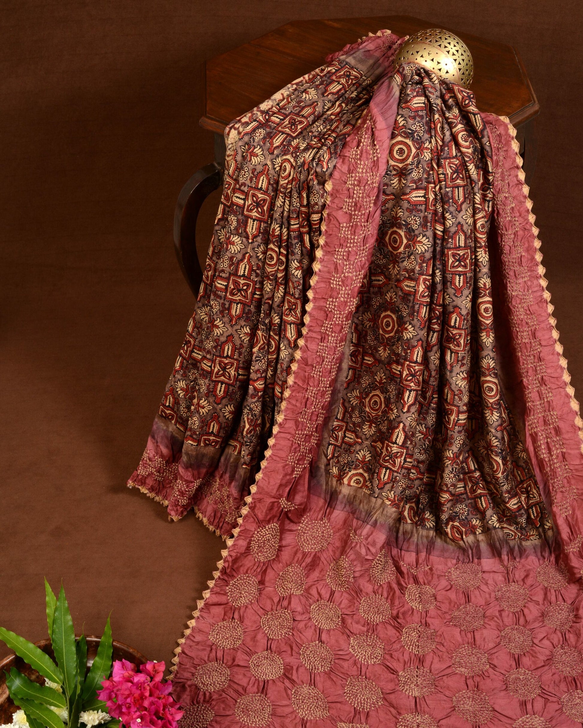Ajrakh Bandhani Saree