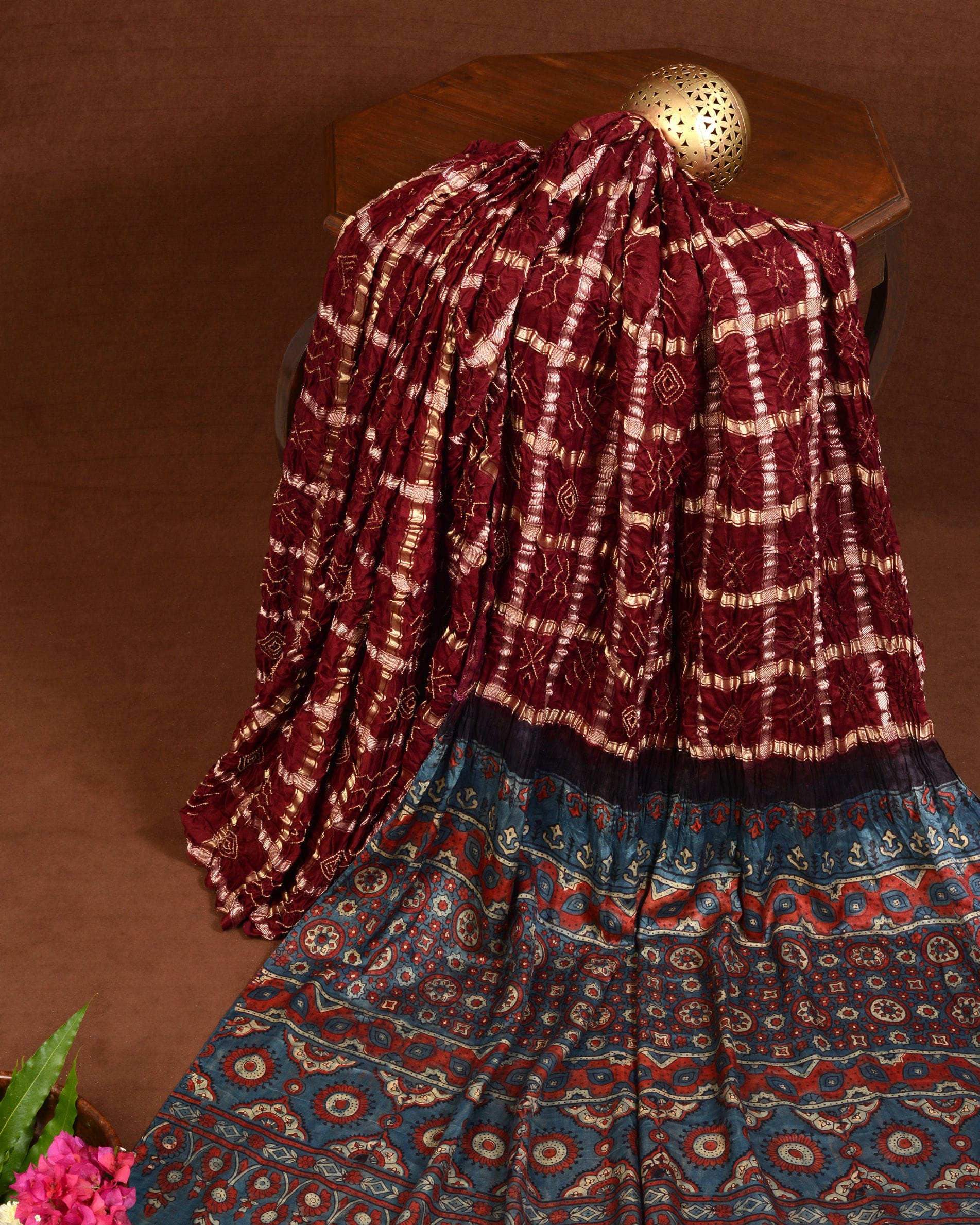 Gaji Zari Chex Bandhani Saree