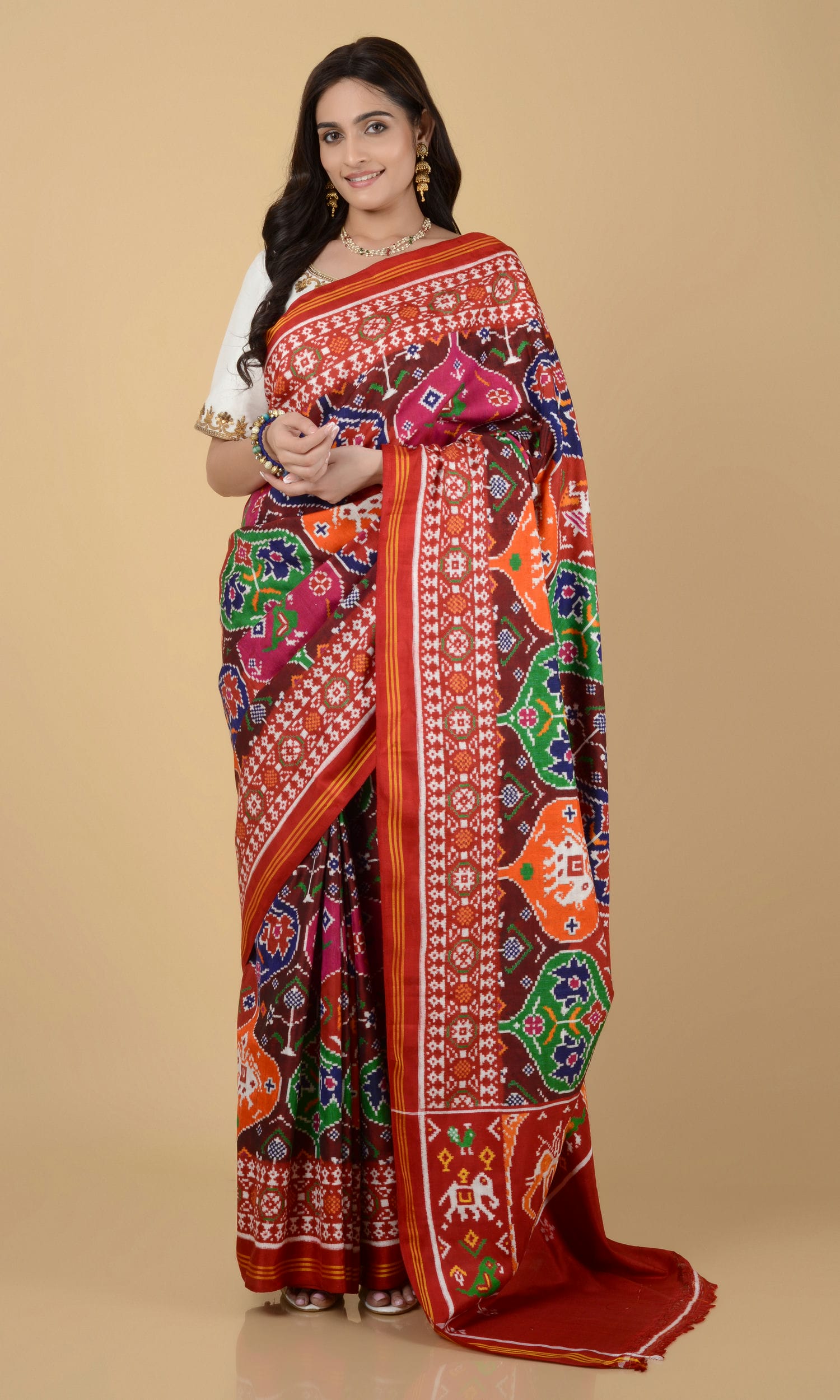 Double Ikat Patola Saree Multi Color & Figures