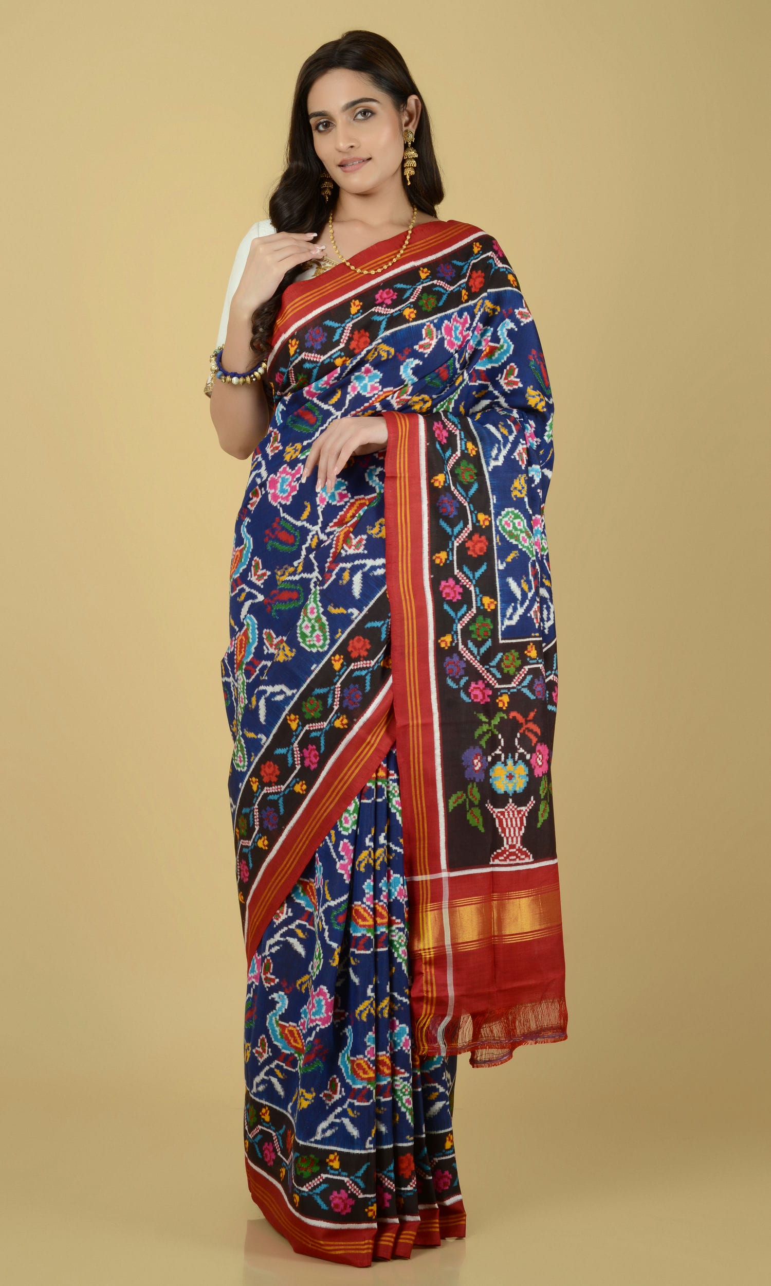 Double Ikat Patola Saree Peacock Jaal