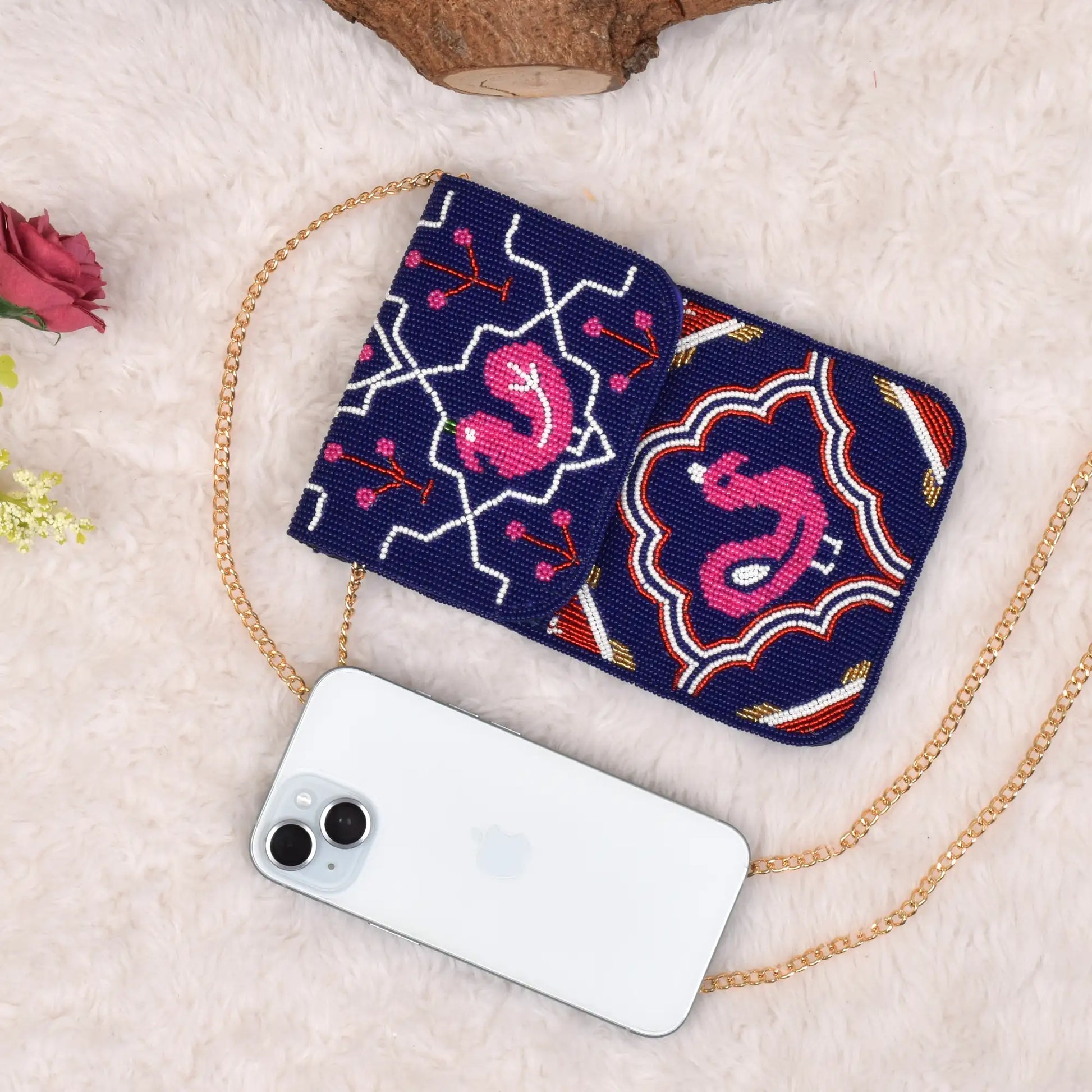 Mobile Cover Pearl Patola Beaded