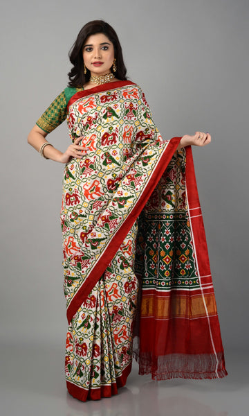 Double Ikat Patola Saree Nari Kunj Natural Dye Patola