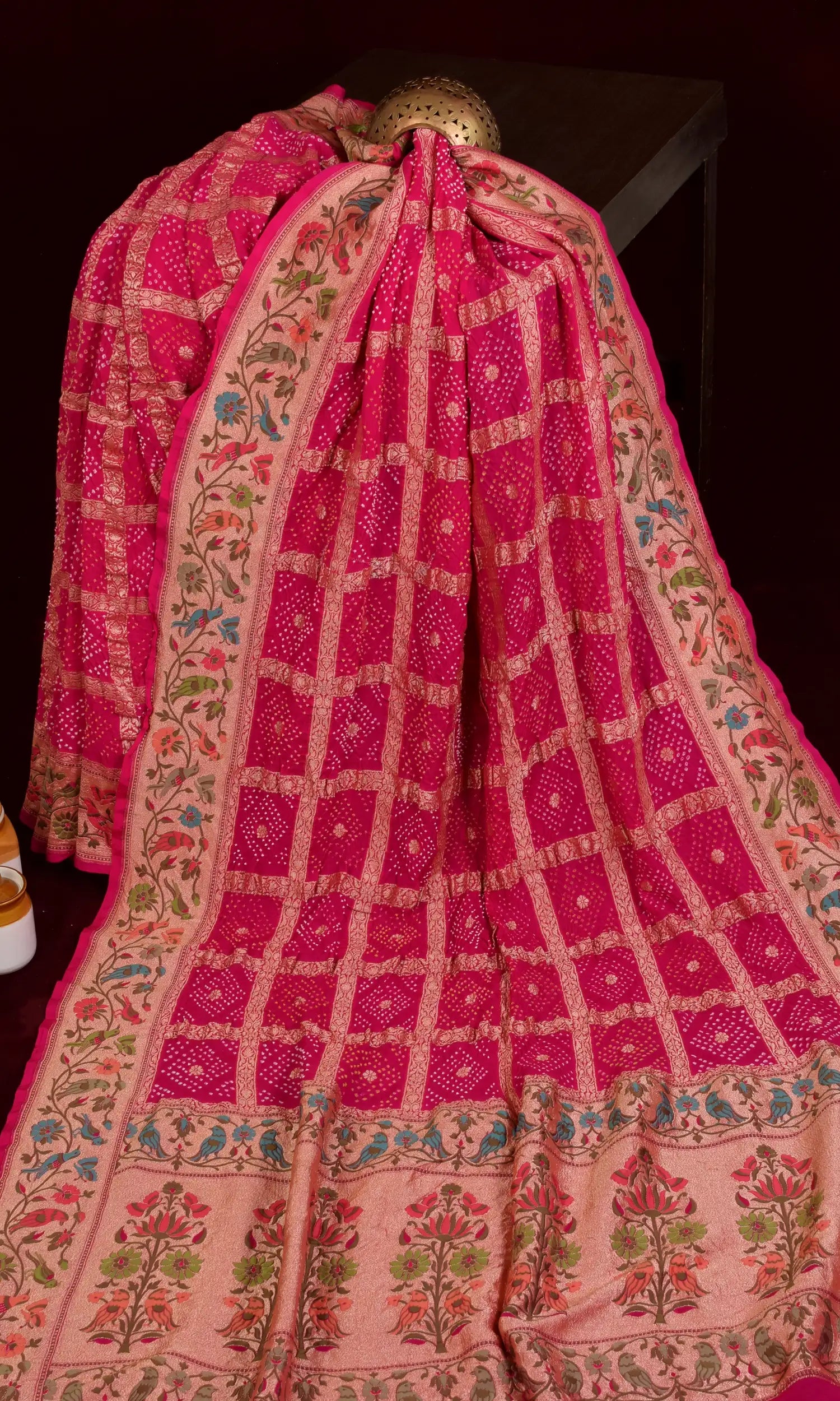 Banarasi Paithani Weave Gharchola Bandhani Saree