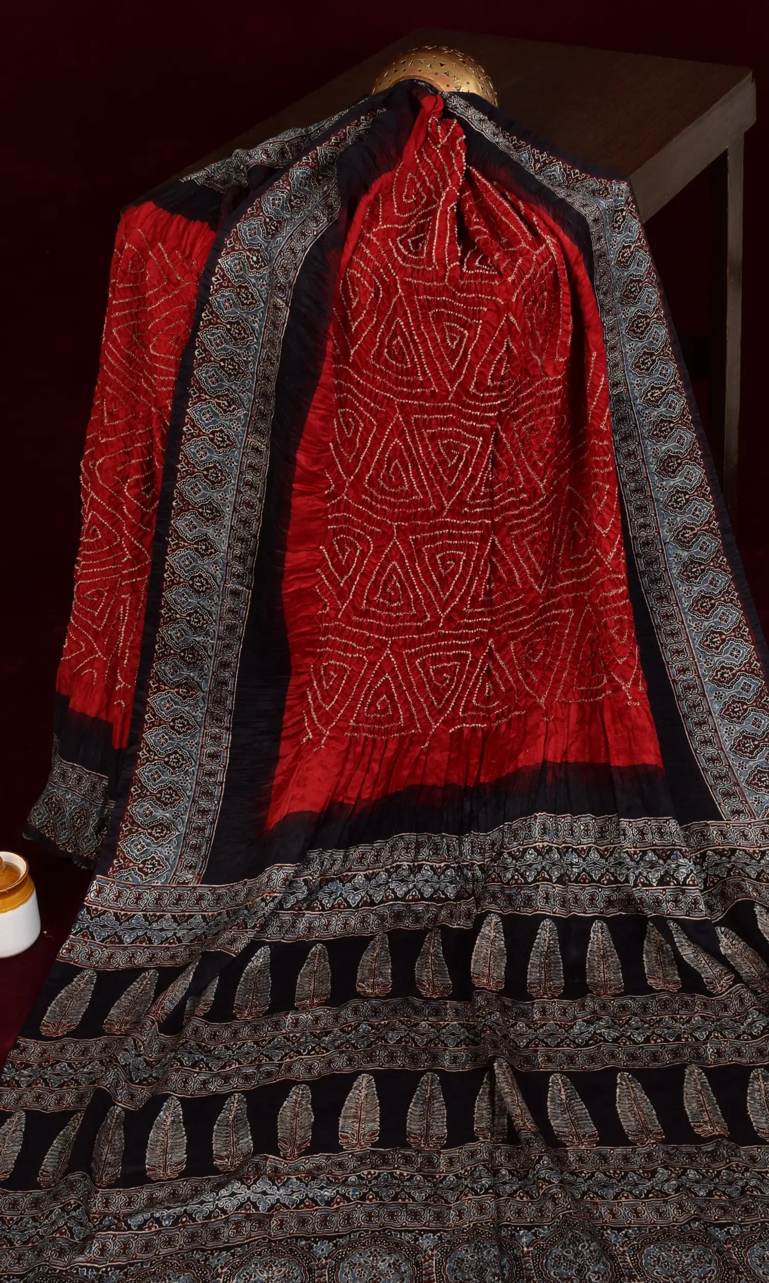 Ajrakh Bandhani Saree