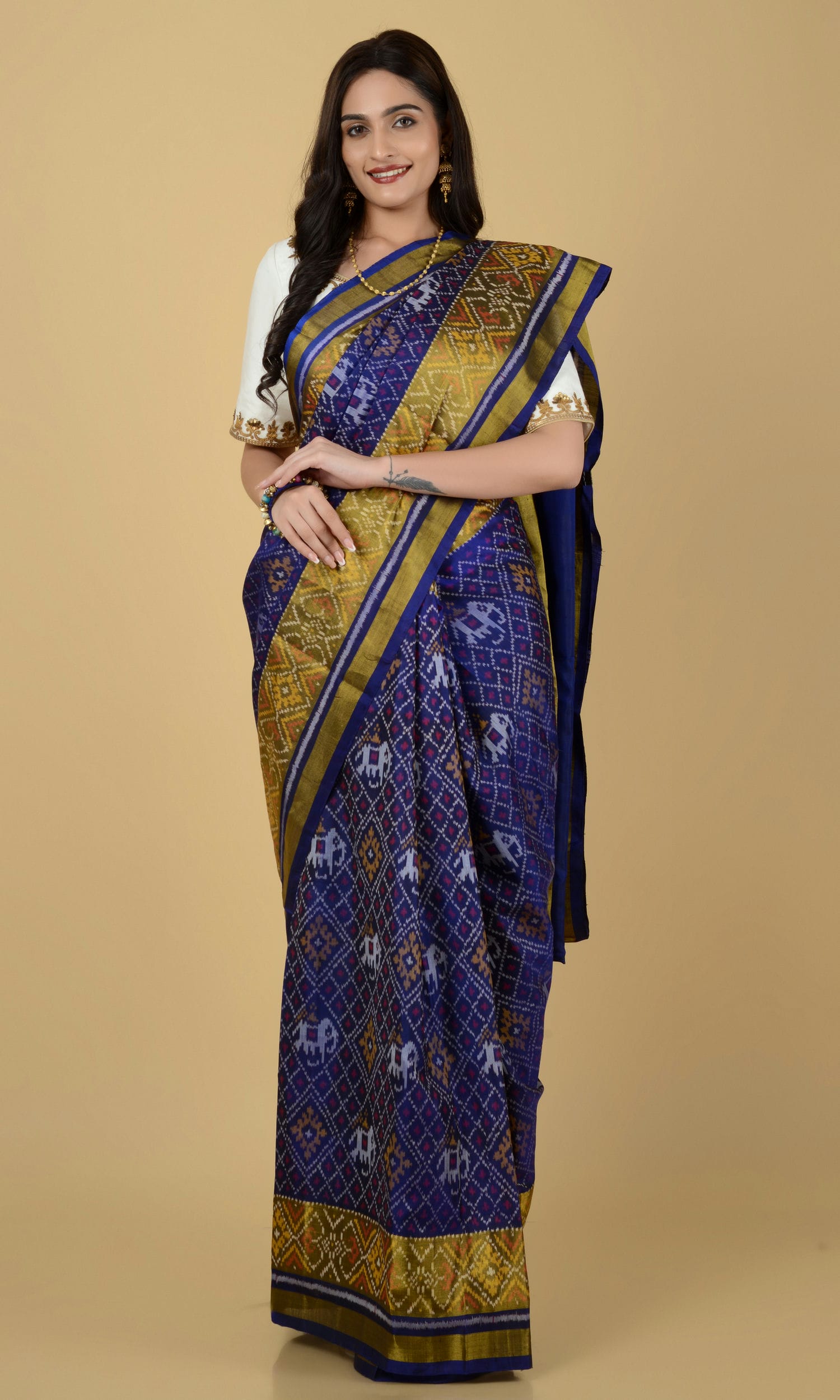 Rajkoti Patola Saree Elephant Chanda