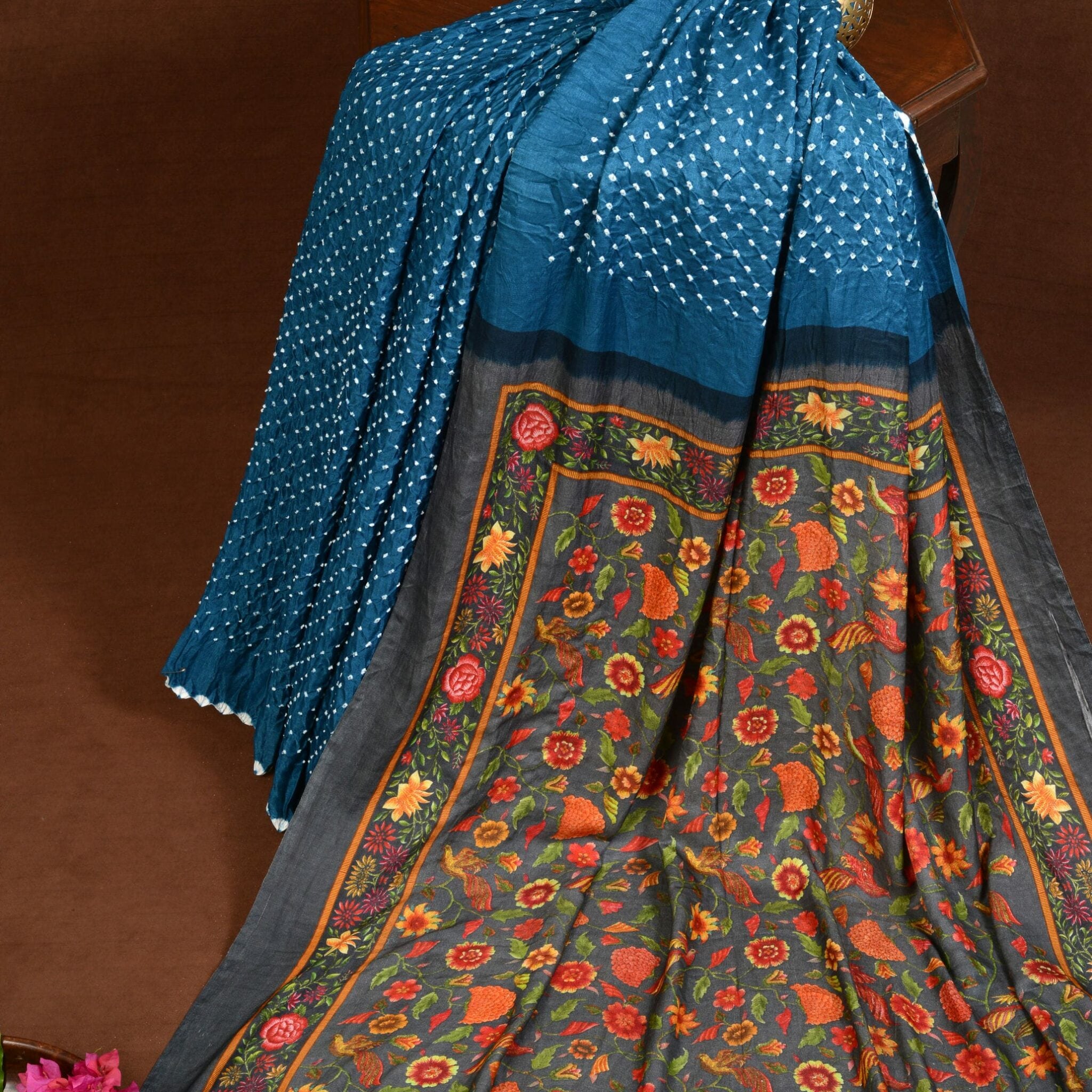 Pichhwai Print Bandhani Saree