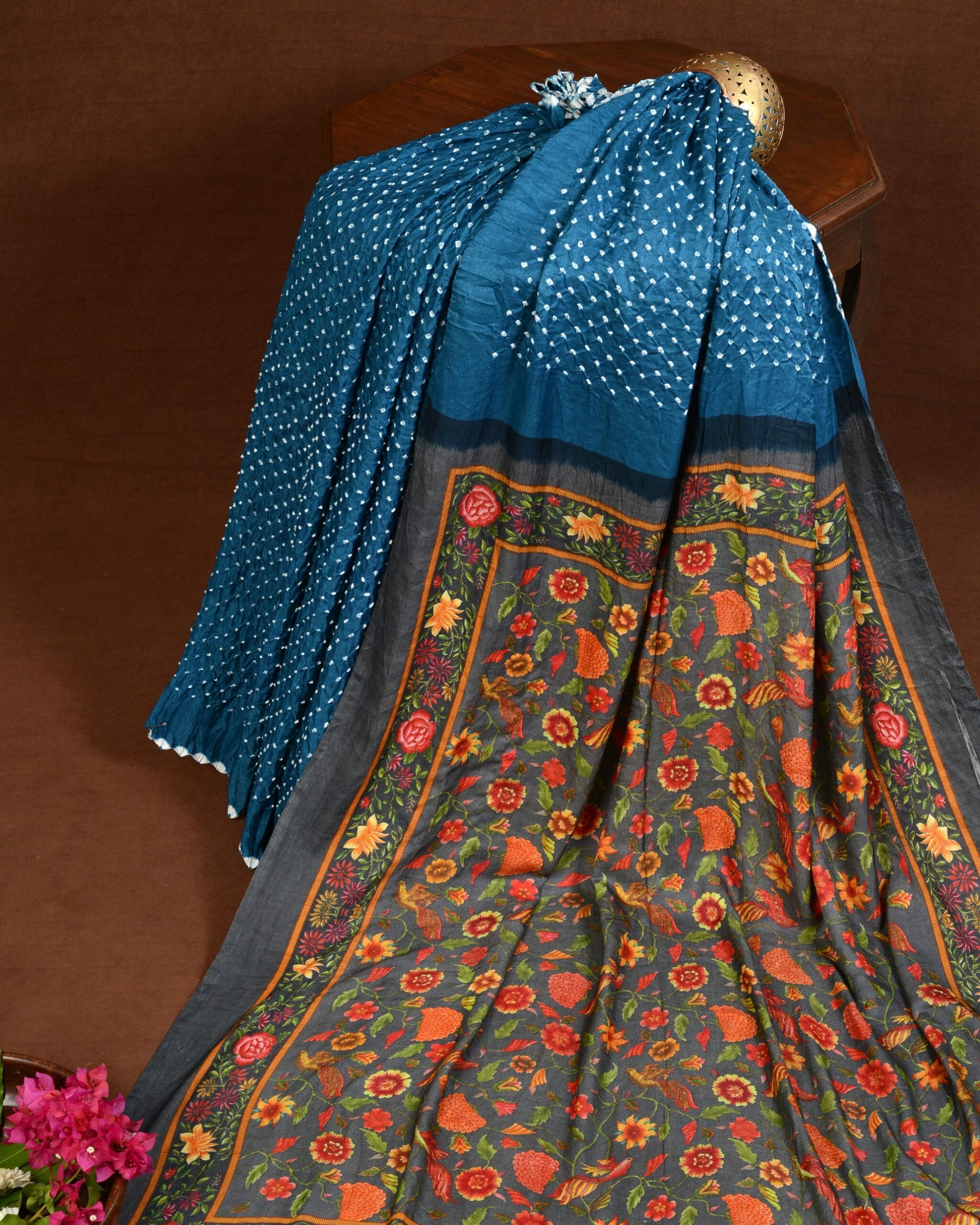 Pichhwai Print Bandhani Saree