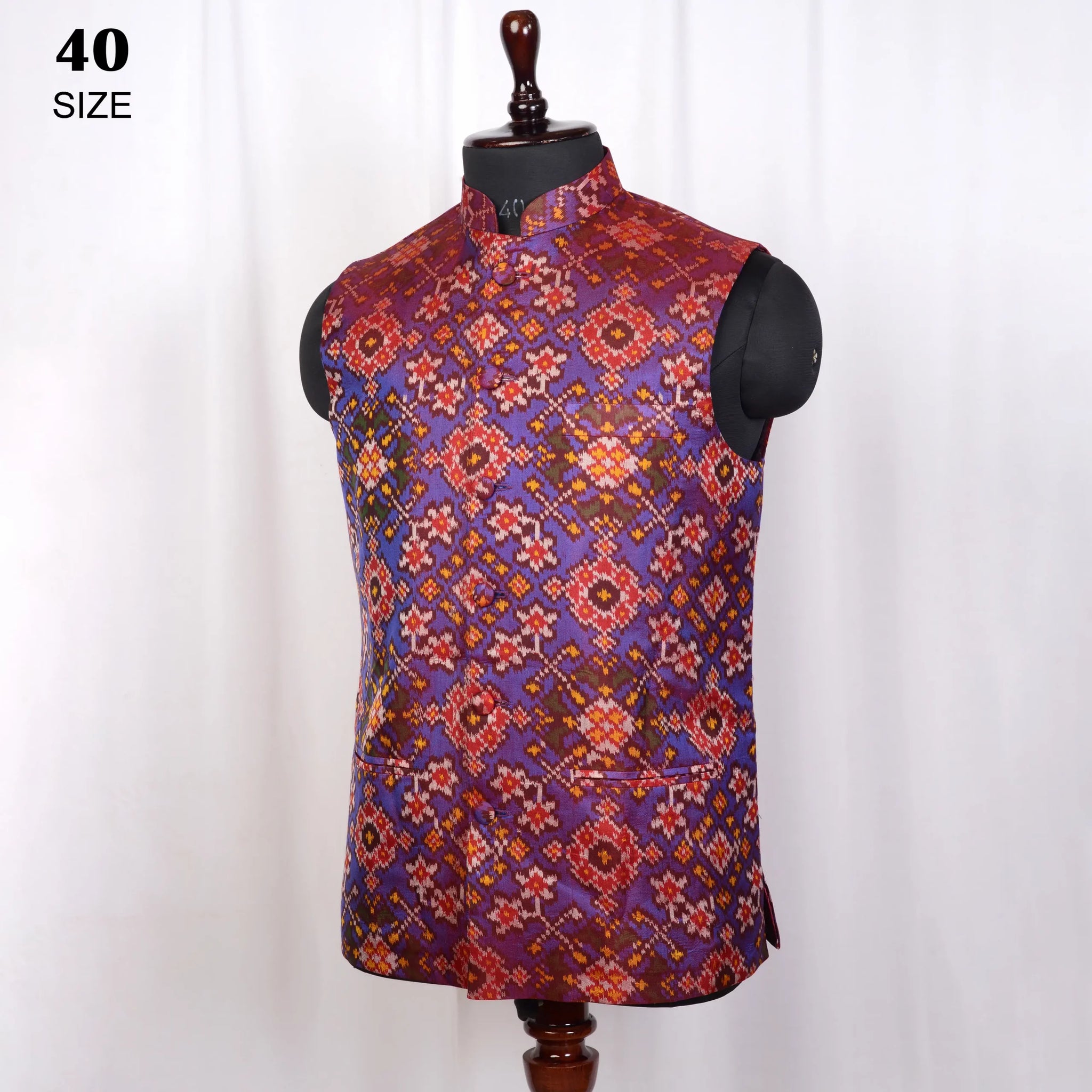 Nehru Jacket Single Ikat Patola
