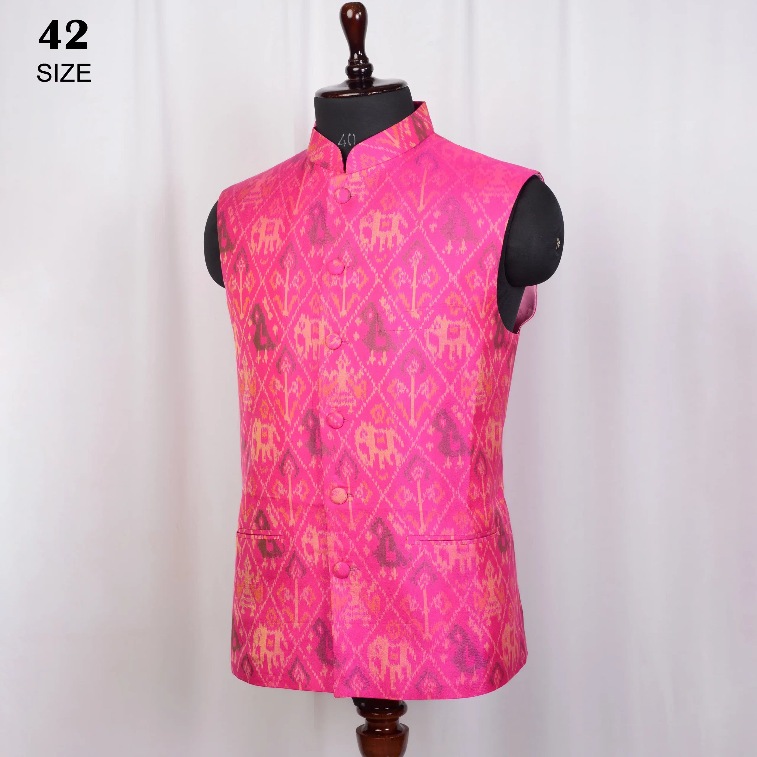 Nehru Jacket Single Ikat Patola