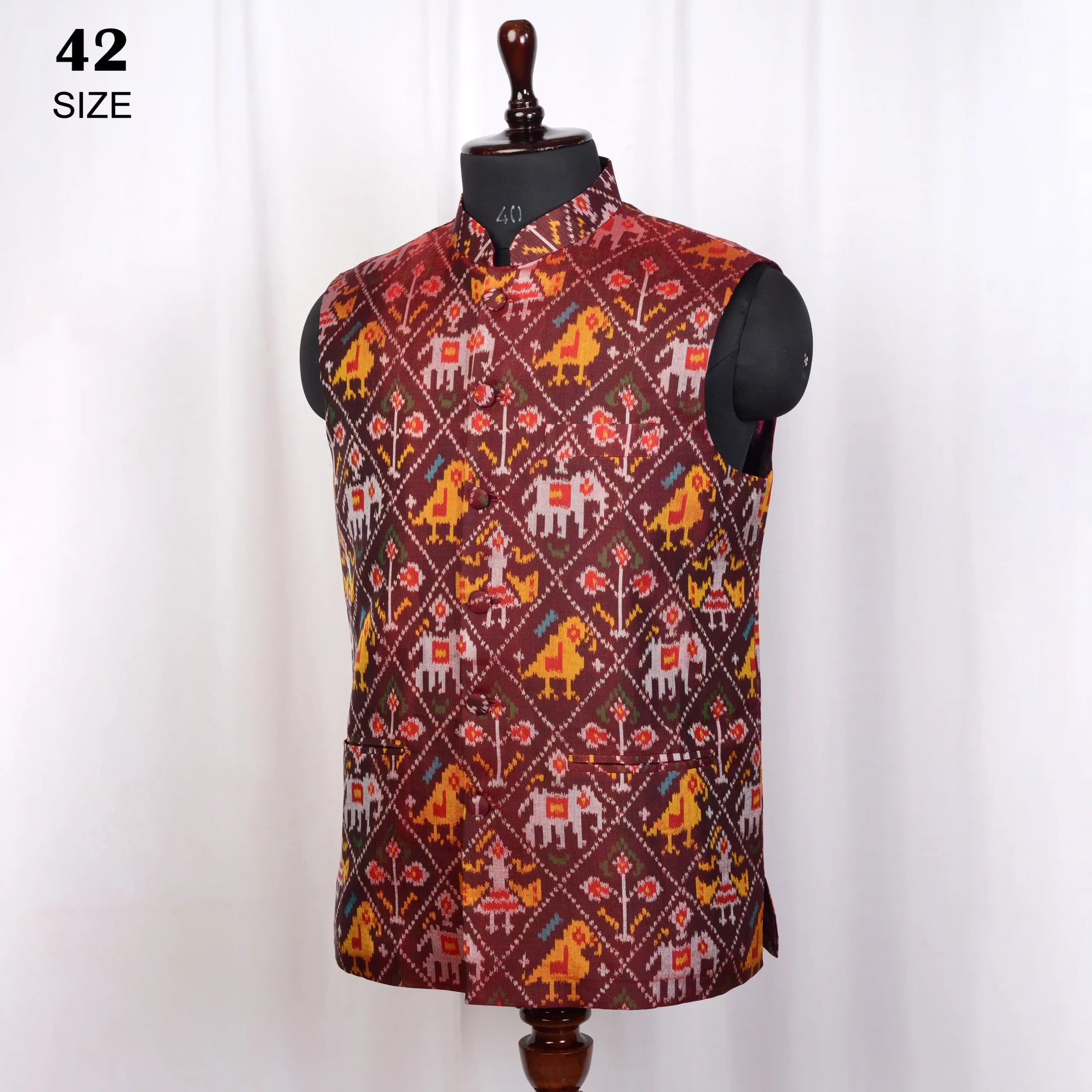 Nehru Jacket Single Ikat Patola