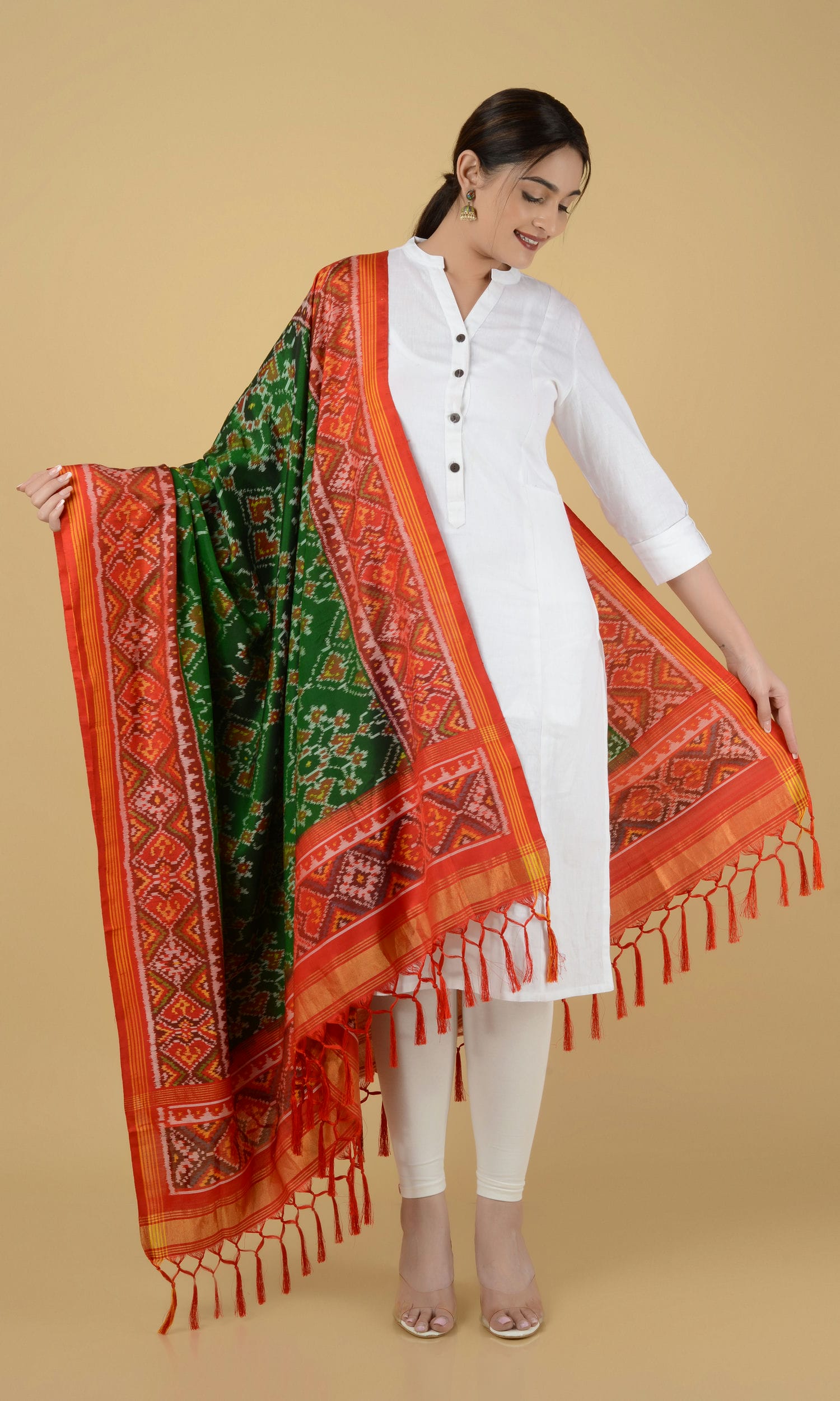 Single Ikat Patola Dupatta Nau Ratan Pan
