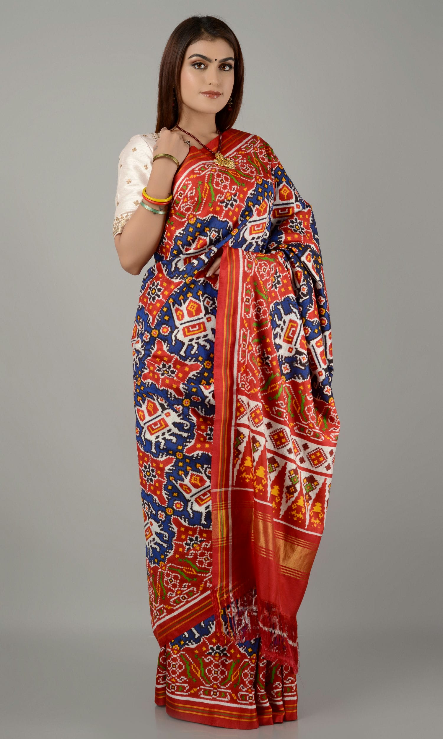 Double Ikat Patola Saree Chhabdi Hathi