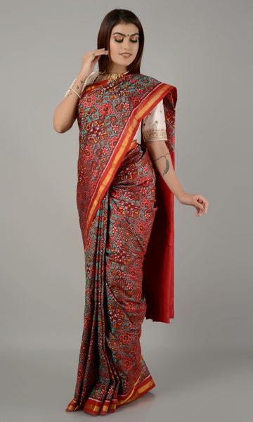 Single Ikat Patola Saree Nau Ratan