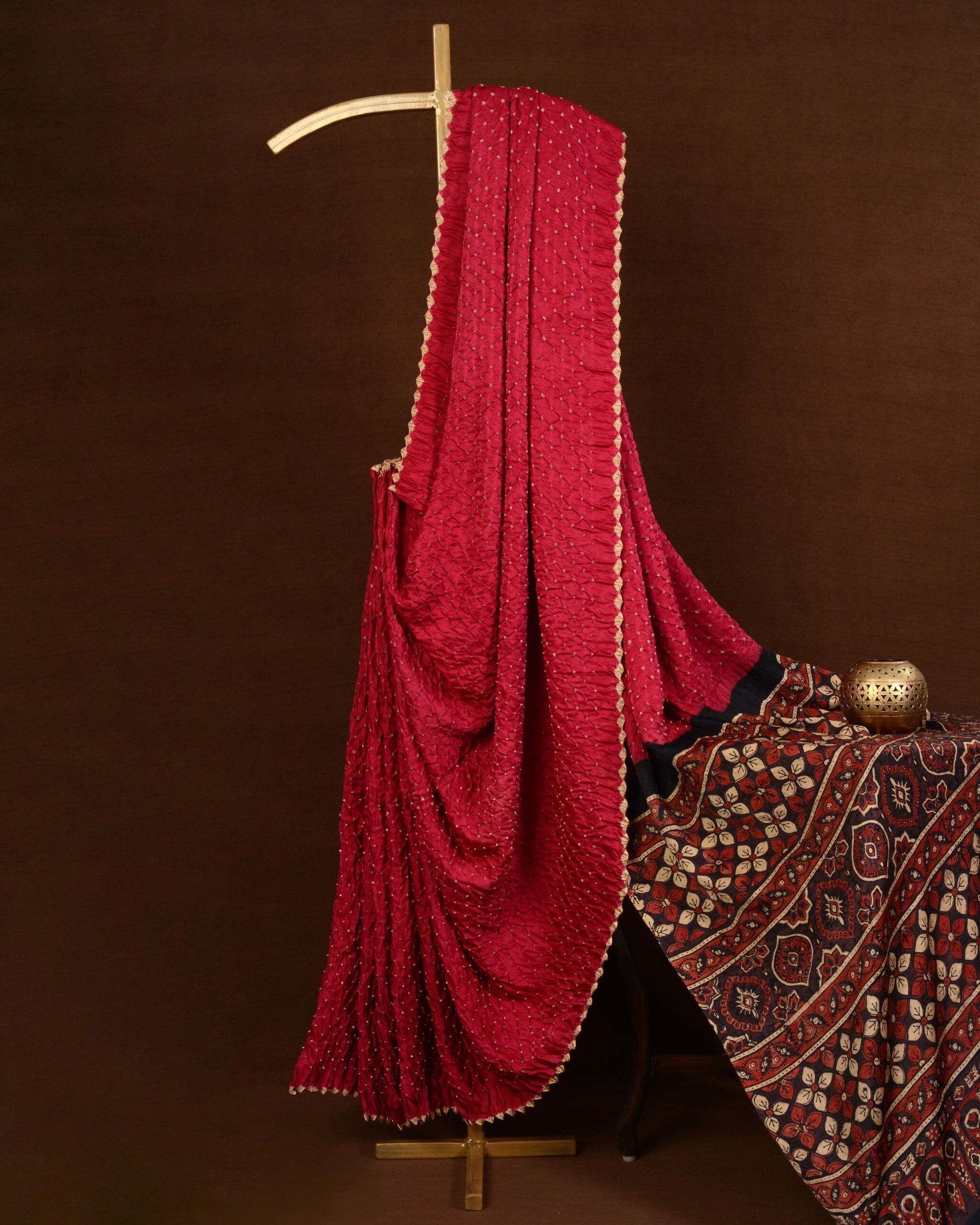 Ajrakh Bandhani Saree
