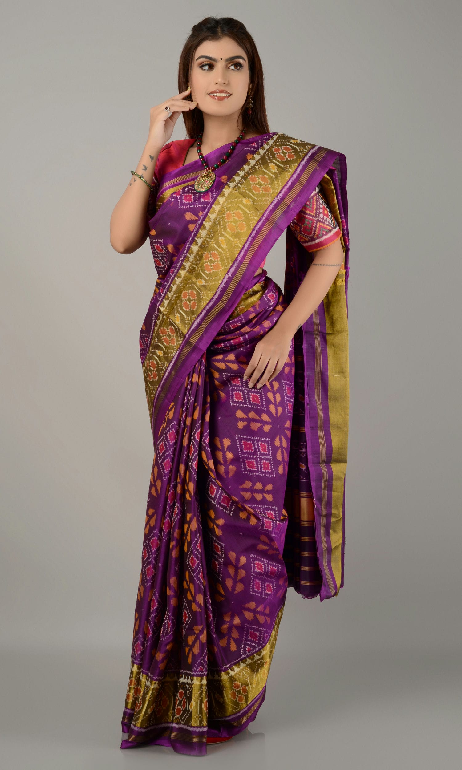 Rajkoti Patola Saree Chanda Flower