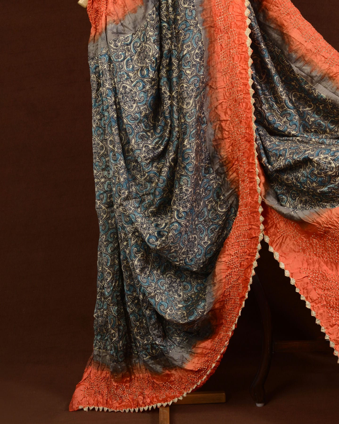 Ajrakh Bandhani Saree