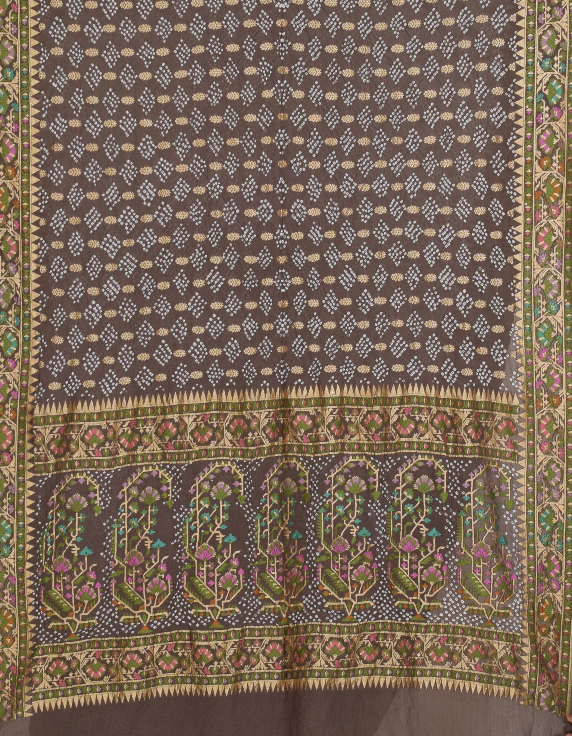 Banarasi Weave Parsi Jaal Bandhani Saree