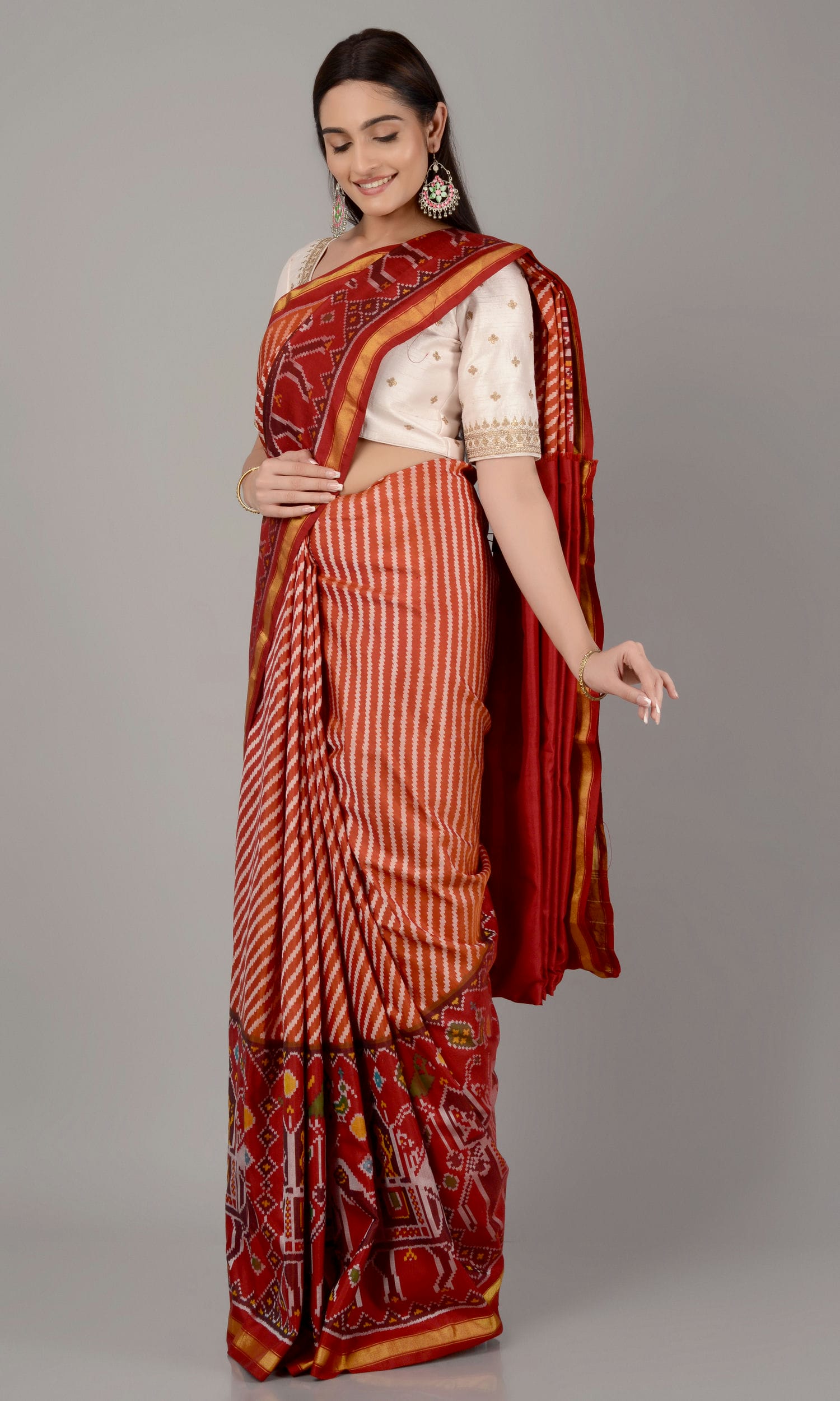 Single Ikat Patola Saree Hathi Ambari Scut Laheriya
