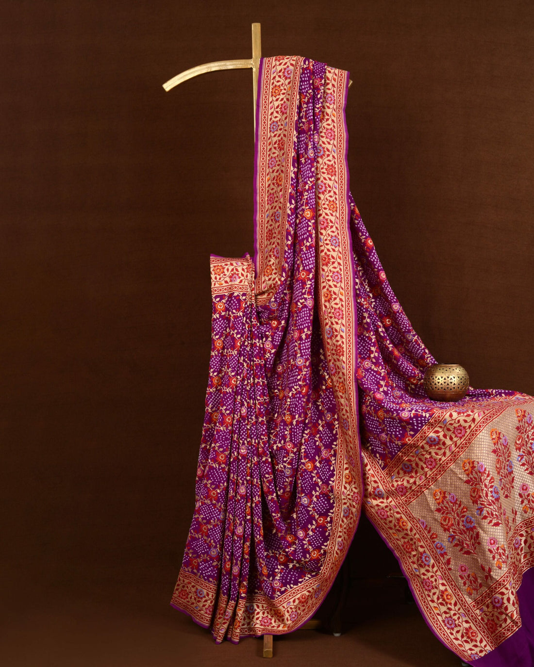 Banarasi Paithani Jaal Weave Bandhani Saree