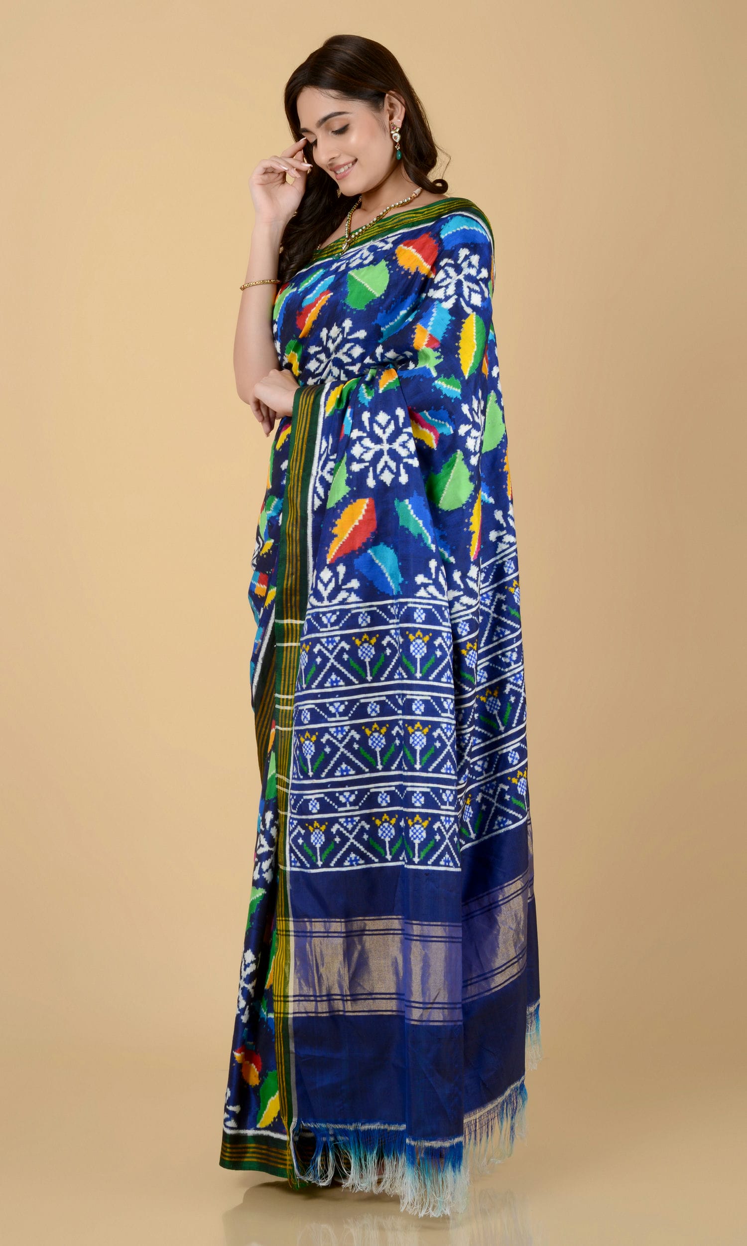 Double Ikat Patola Saree Leaf Jaal