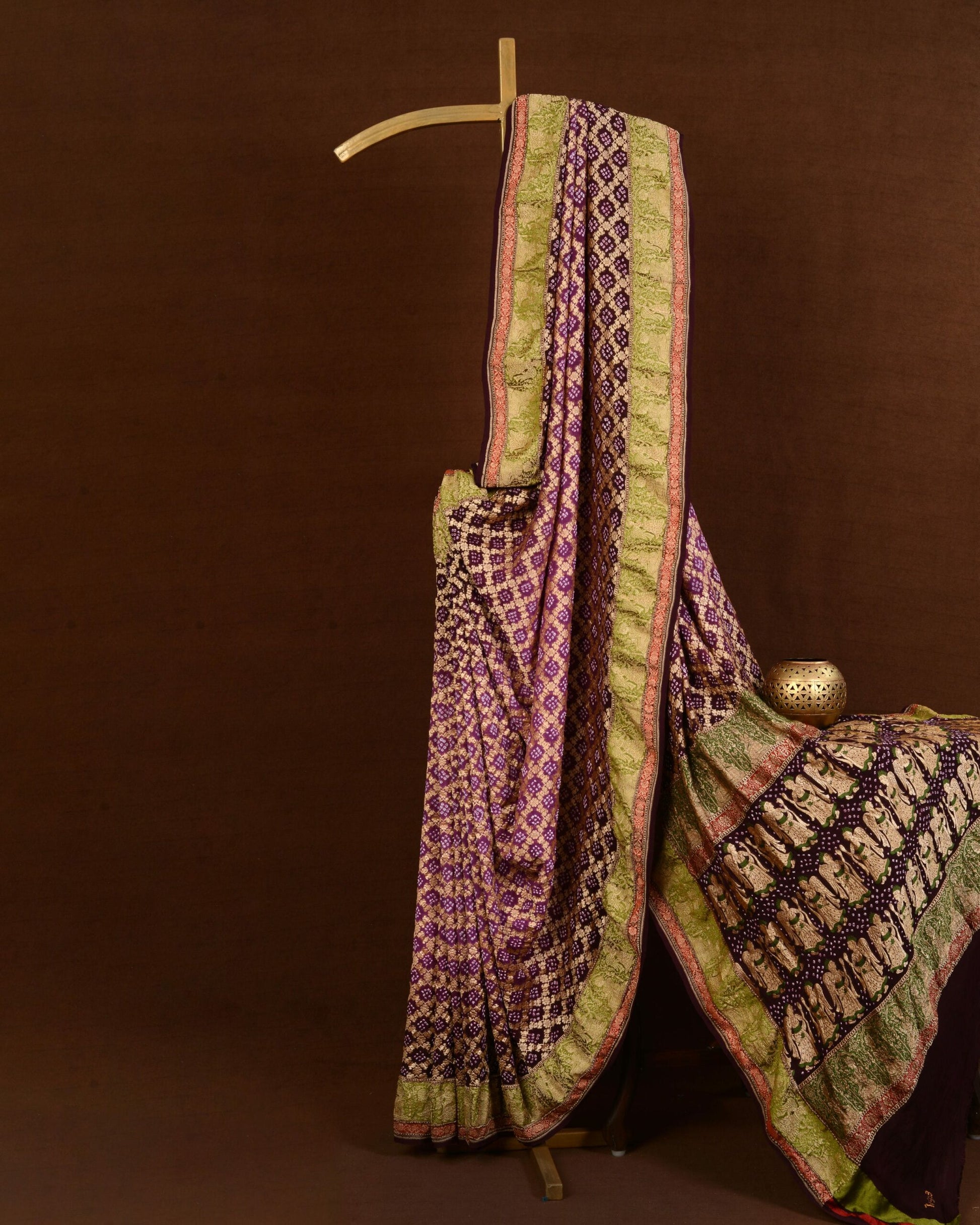 Banarasi Handloom Jaal Weave Bandhani Saree