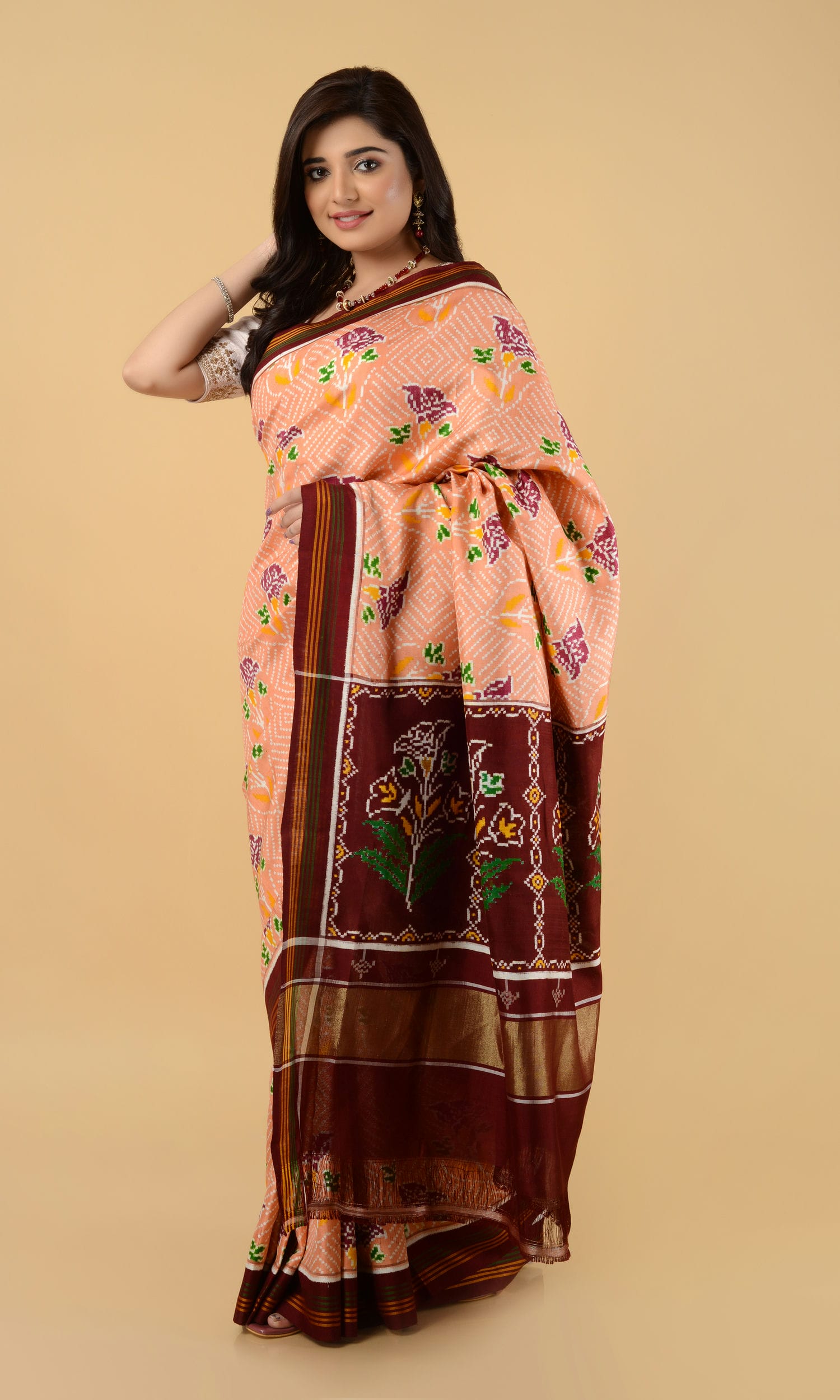 Double Ikat Patola Saree Flower Motifs