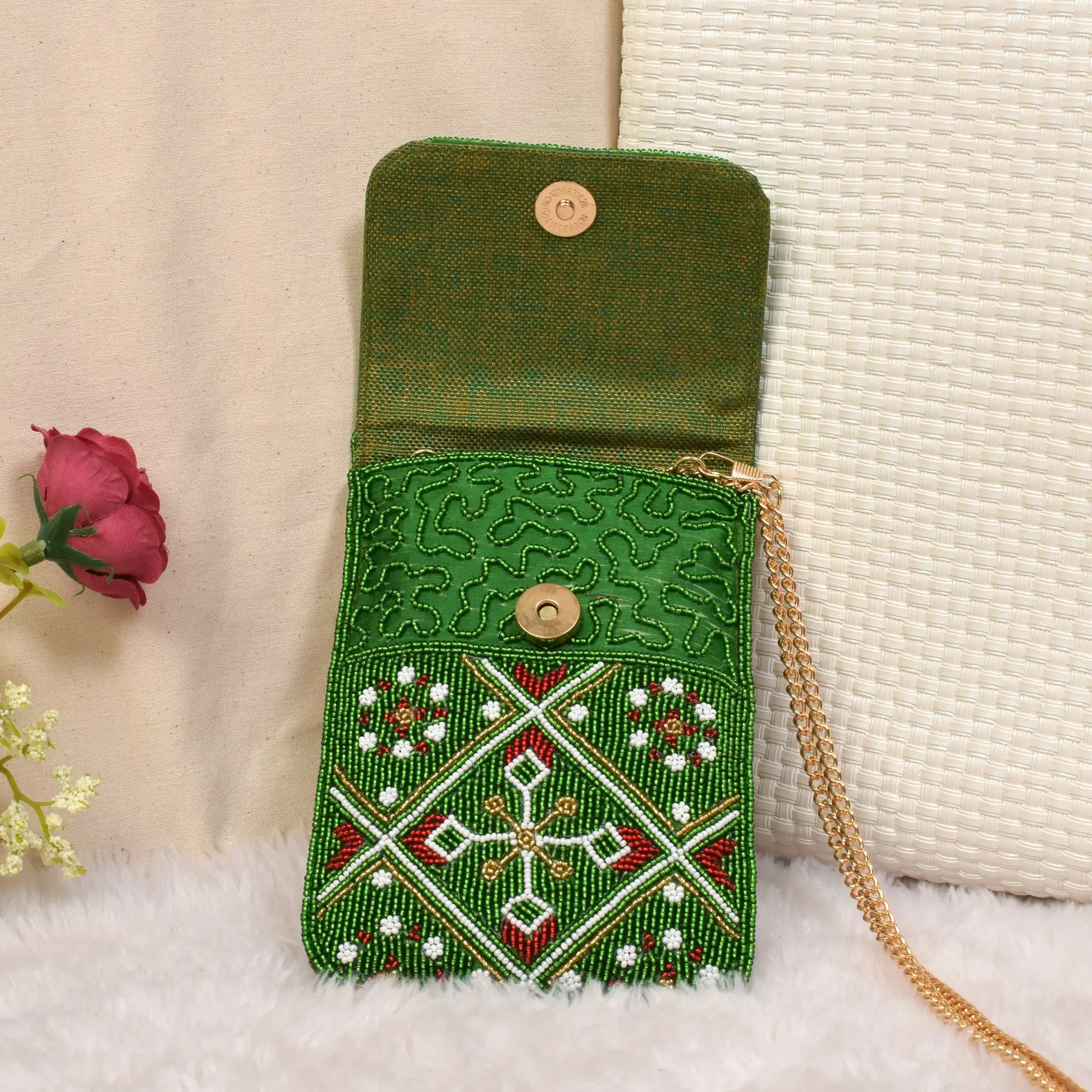 Mobile Cover Pearl Patola Beaded