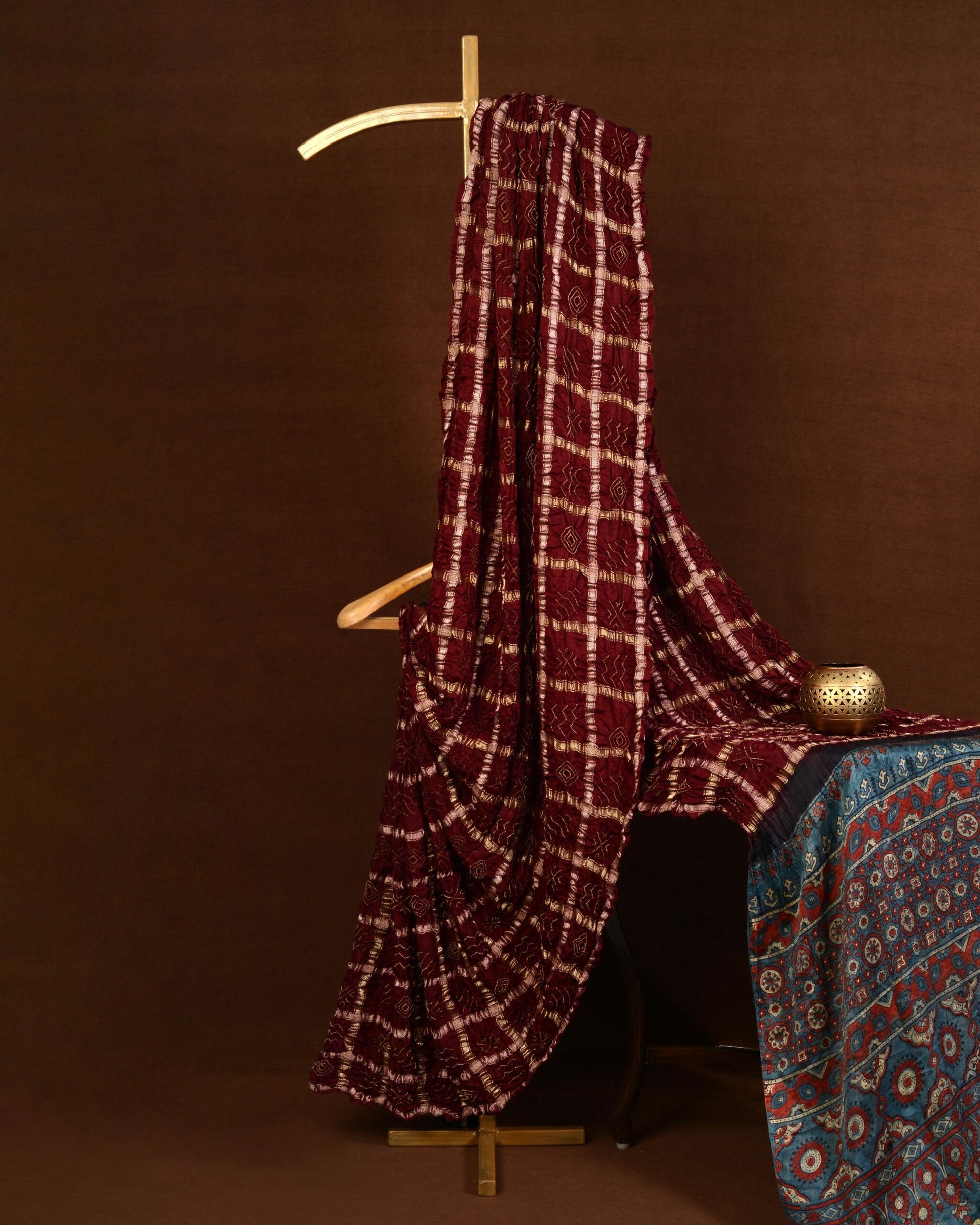 Gaji Zari Chex Bandhani Saree