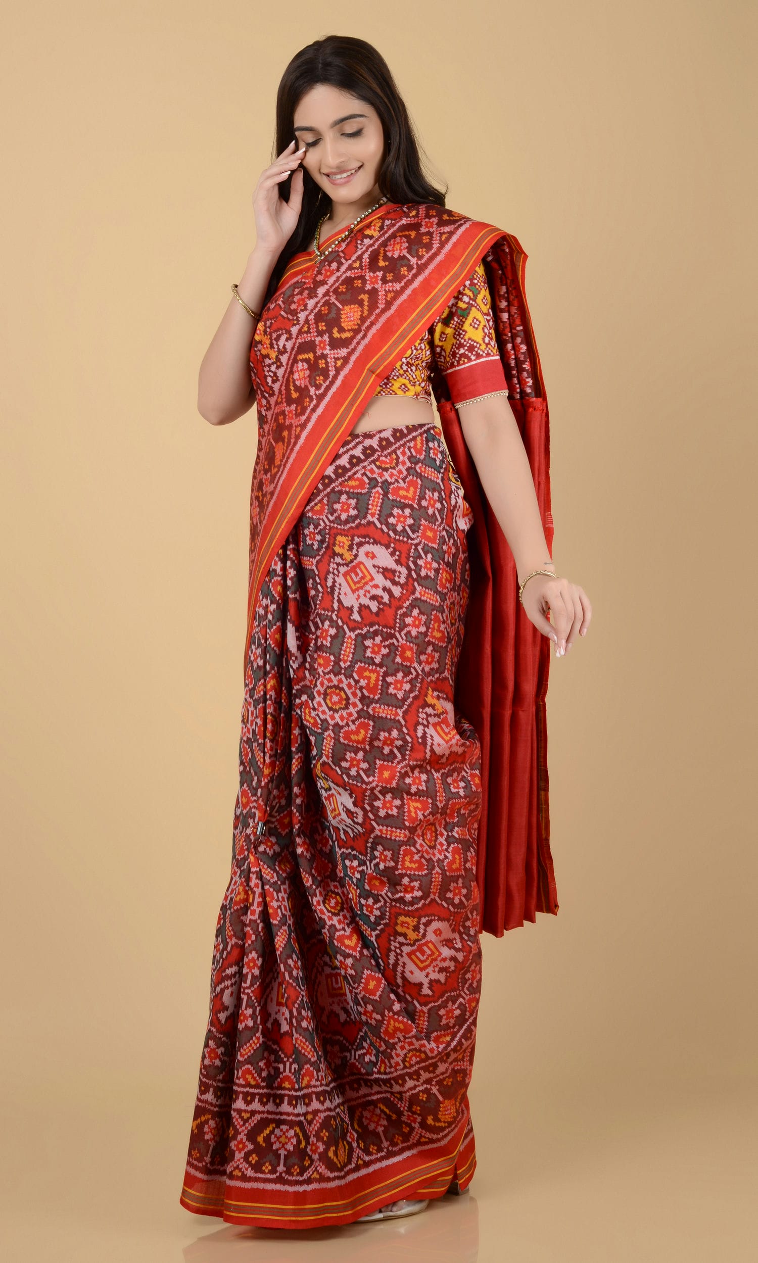 Single Ikat Patola Saree Manekchowk Hathi Ambari