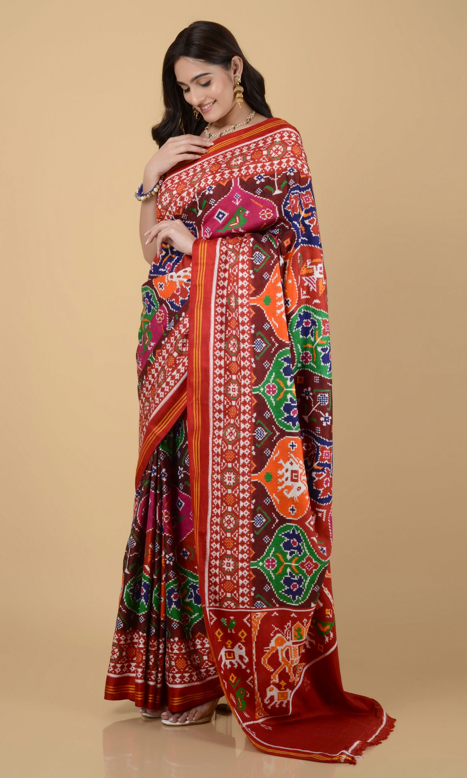 Double Ikat Patola Saree Multi Color & Figures