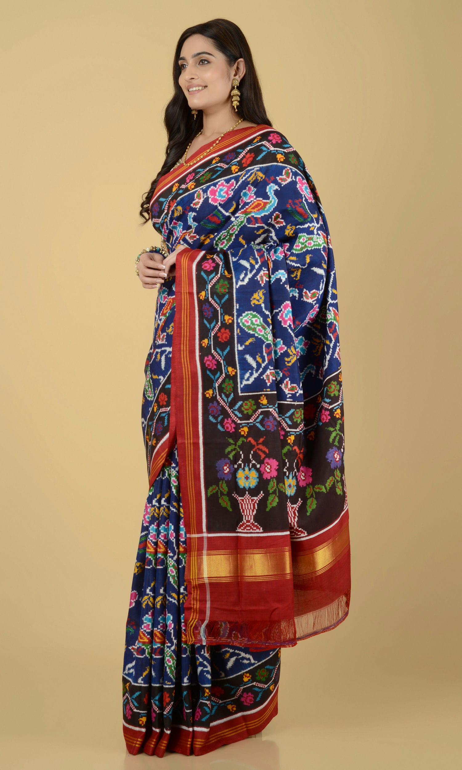 Double Ikat Patola Saree Peacock Jaal