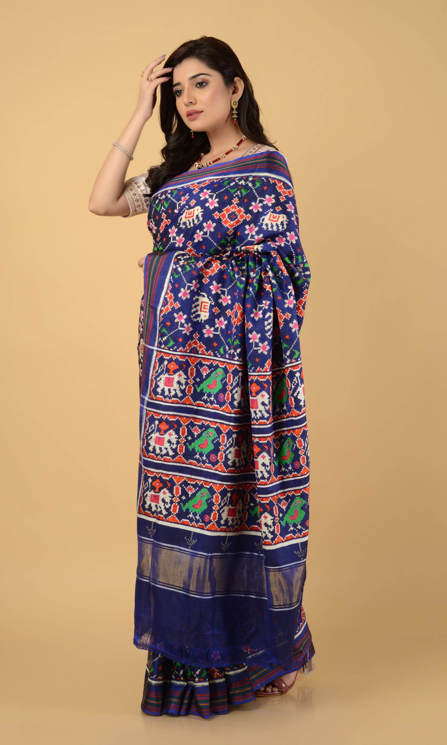 Double Ikat Patola Saree Nau Ratan Elephant