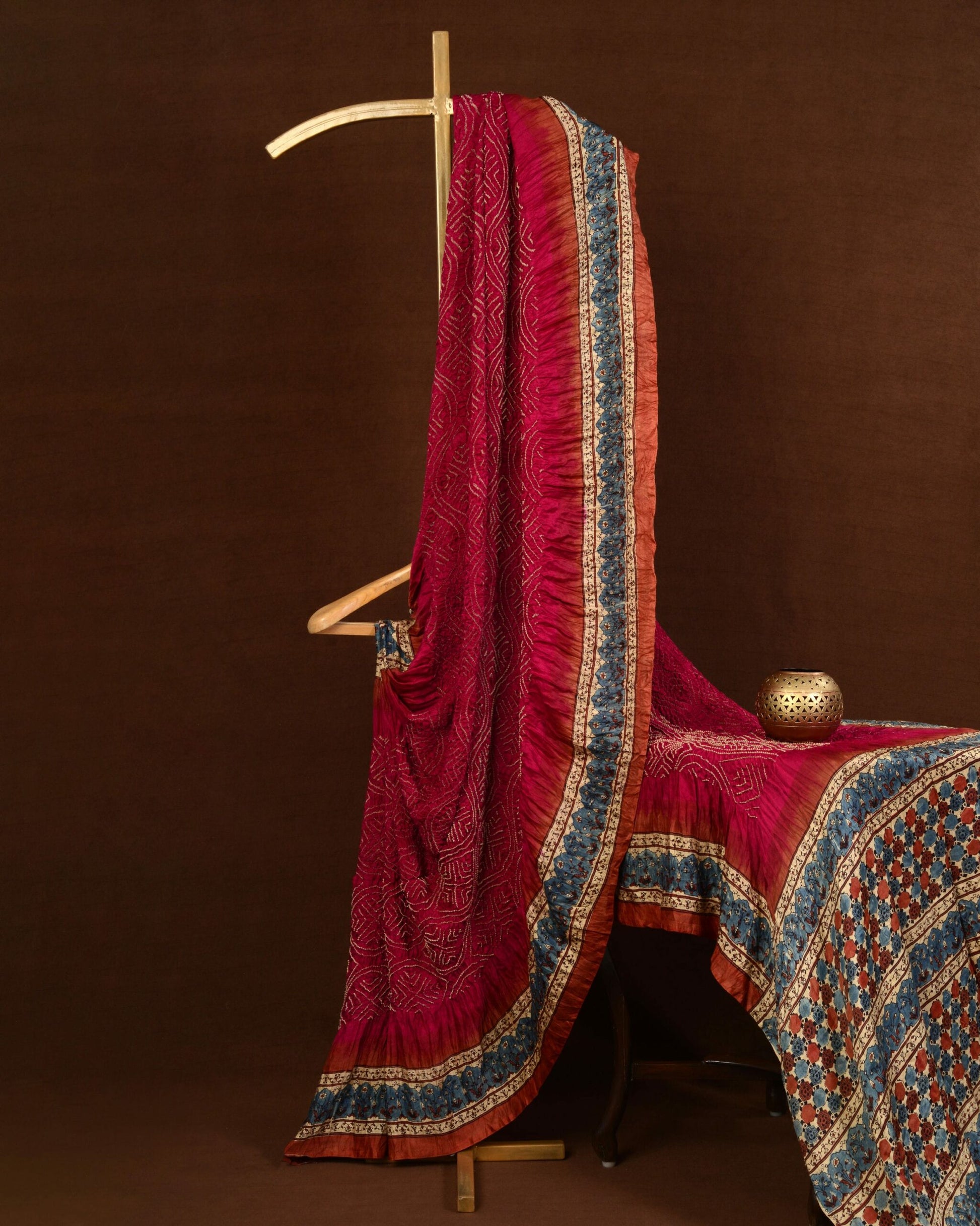 Ajrakh Bandhani Saree