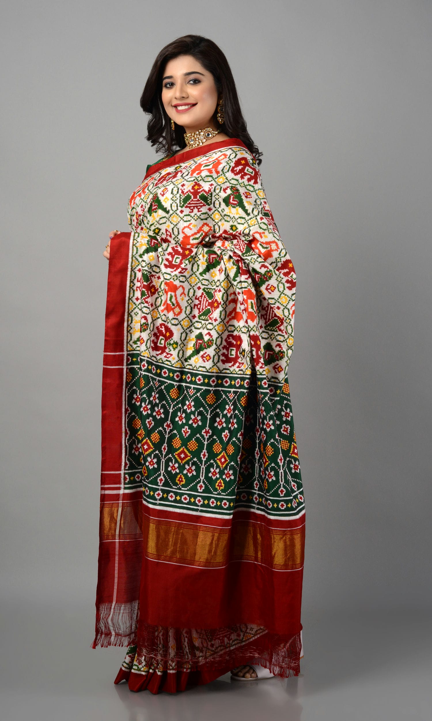 Double Ikat Patola Saree Nari Kunj Natural Dye Patola