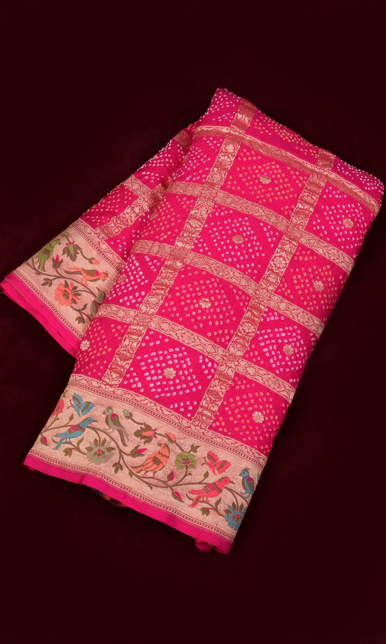 Banarasi Paithani Weave Gharchola Bandhani Saree