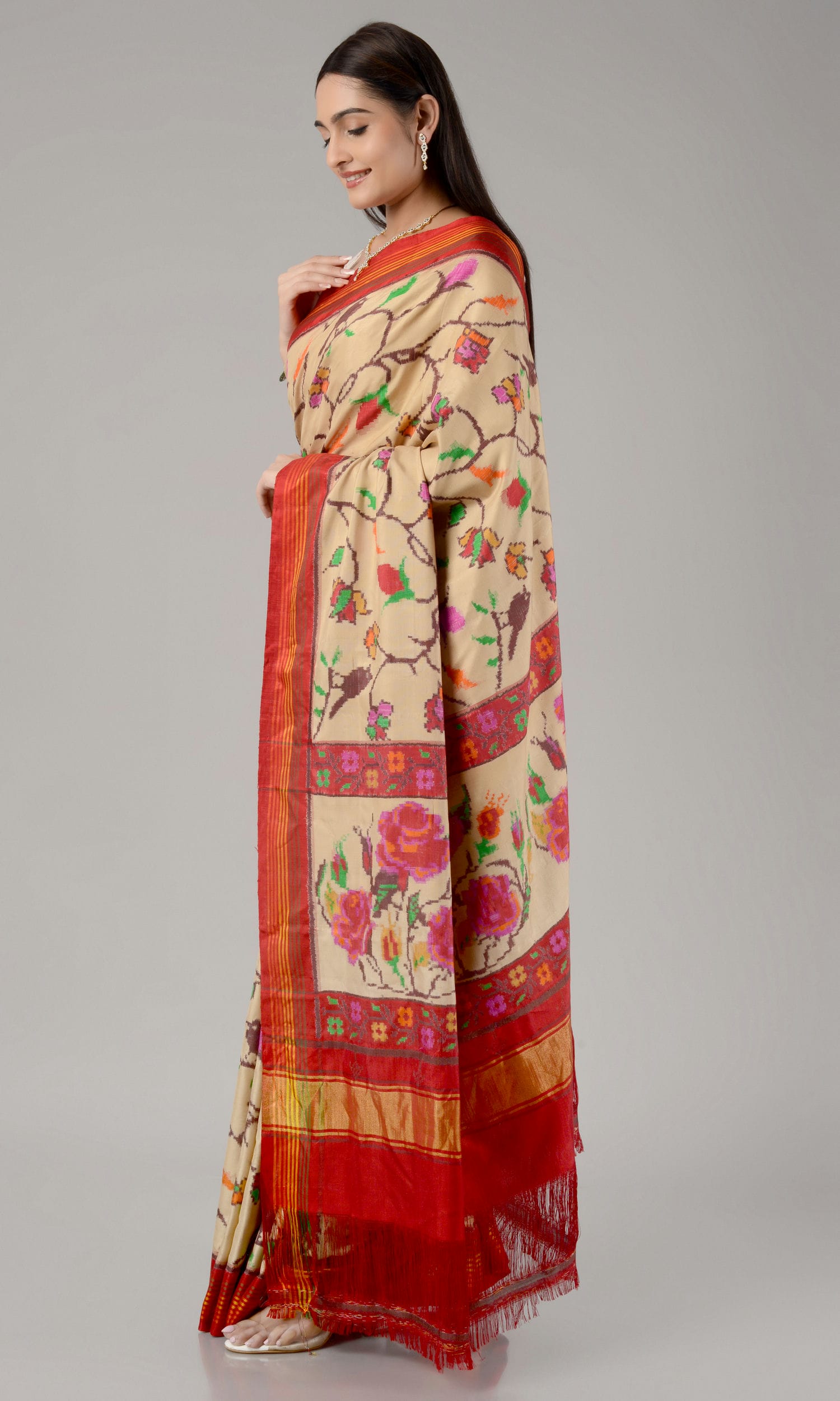 Double Ikat Patola Saree Parrot Jaal