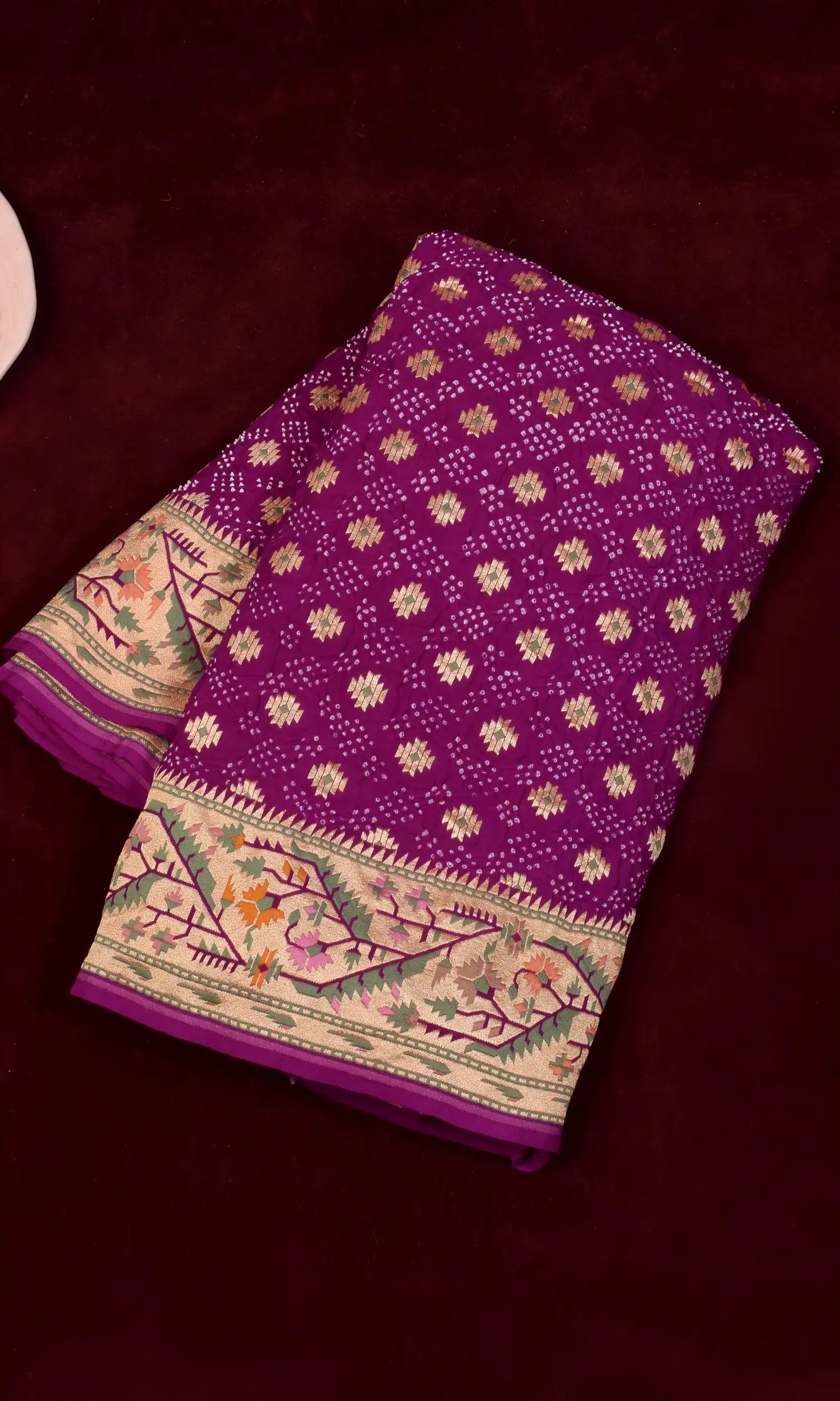 Banarasi Weave Parsi Jaal Bandhani Saree