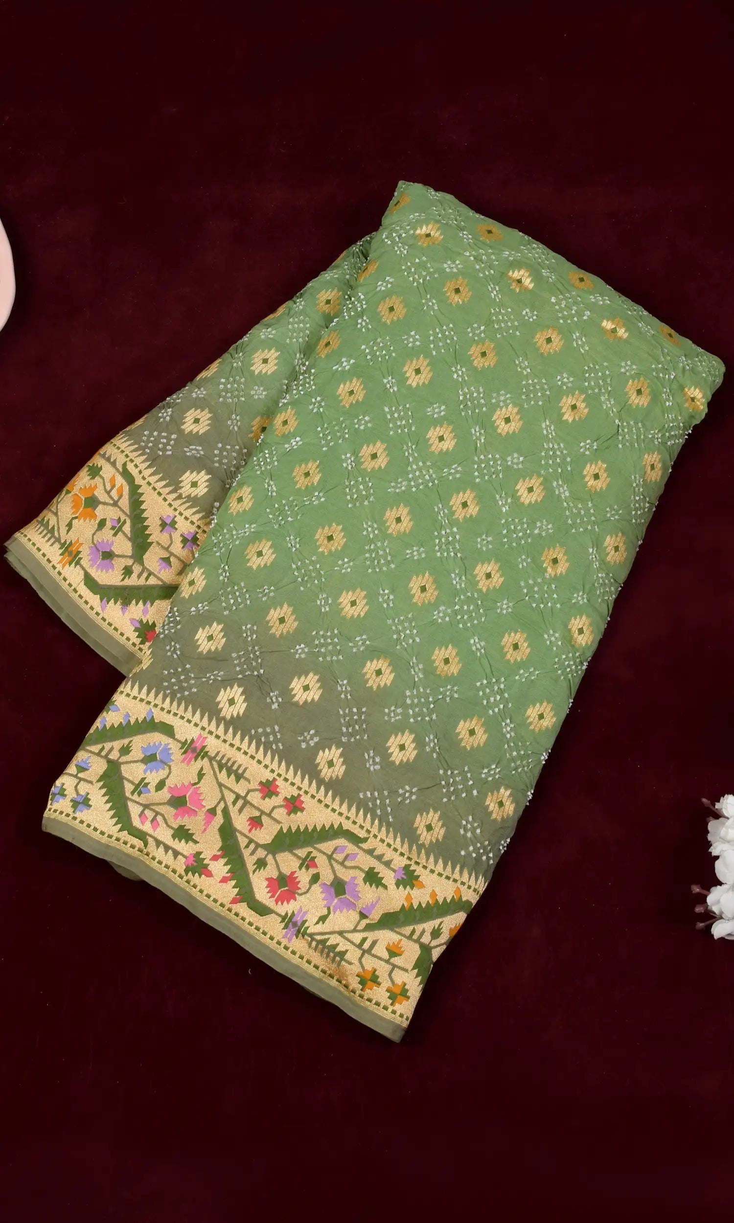 Banarasi Weave Parsi Jaal Bandhani Saree
