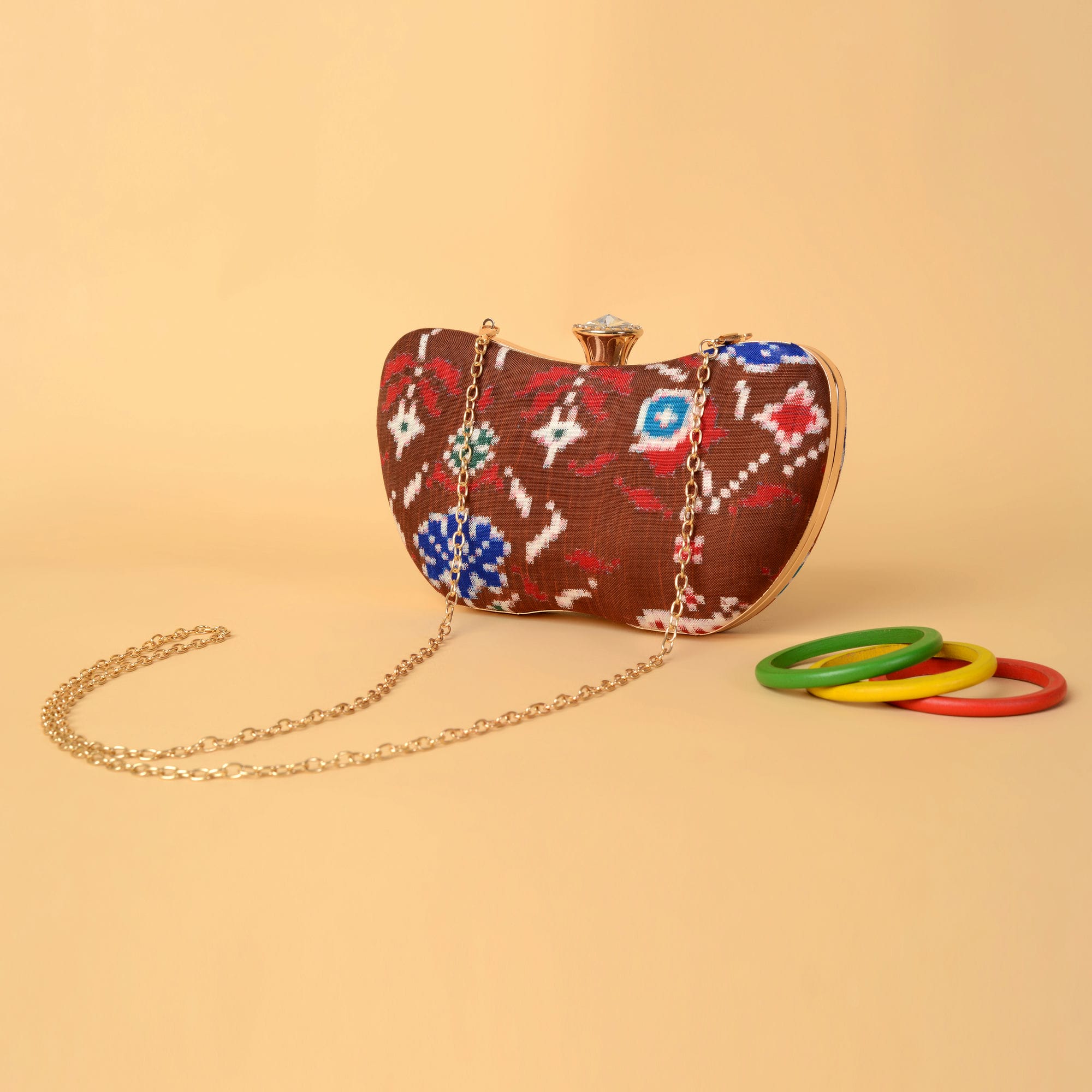 Double Ikat Patola Clutch Elephant Flower